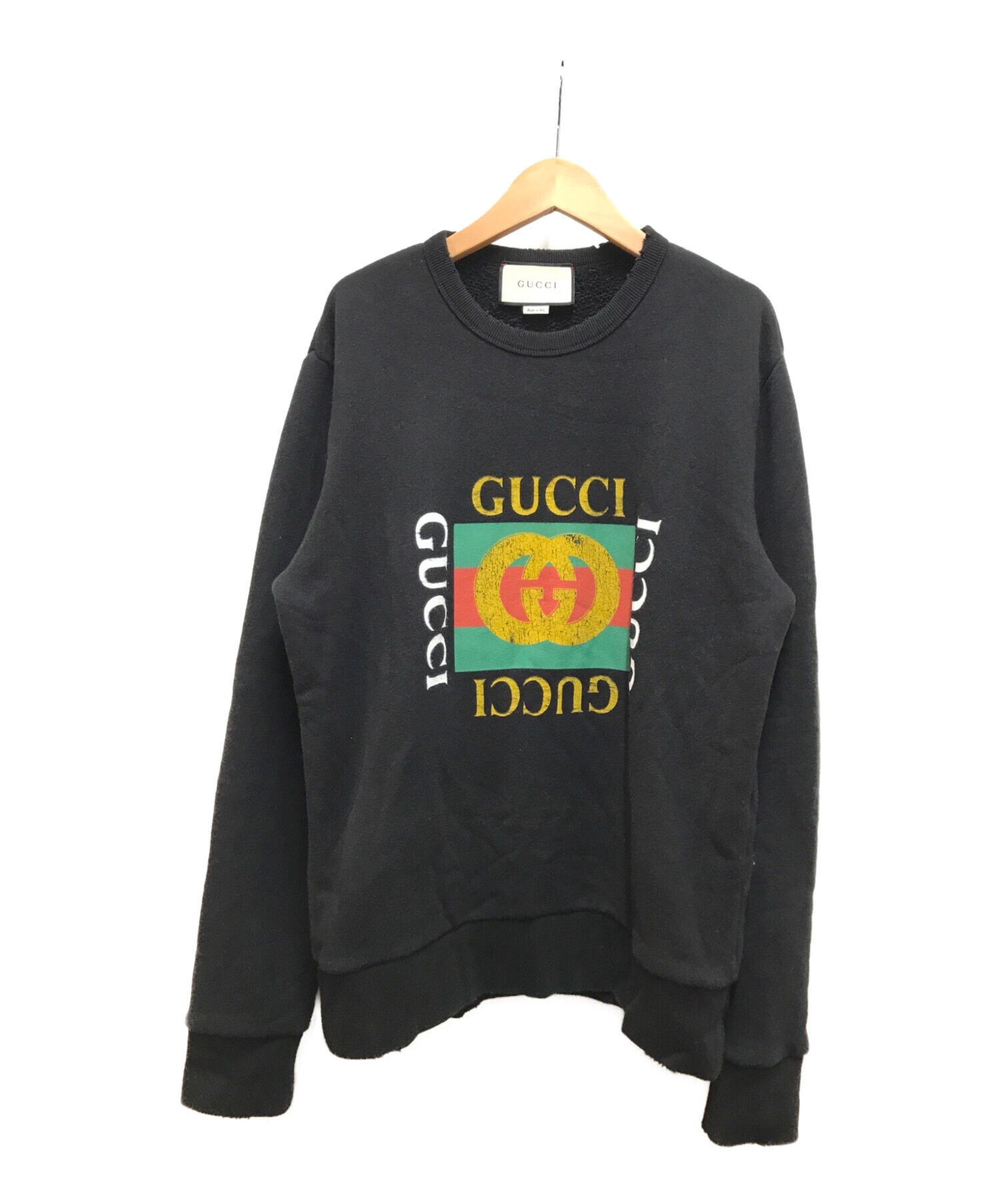 中古・古着通販】GUCCI (グッチ) ダメージ加工オールドロゴスウェット