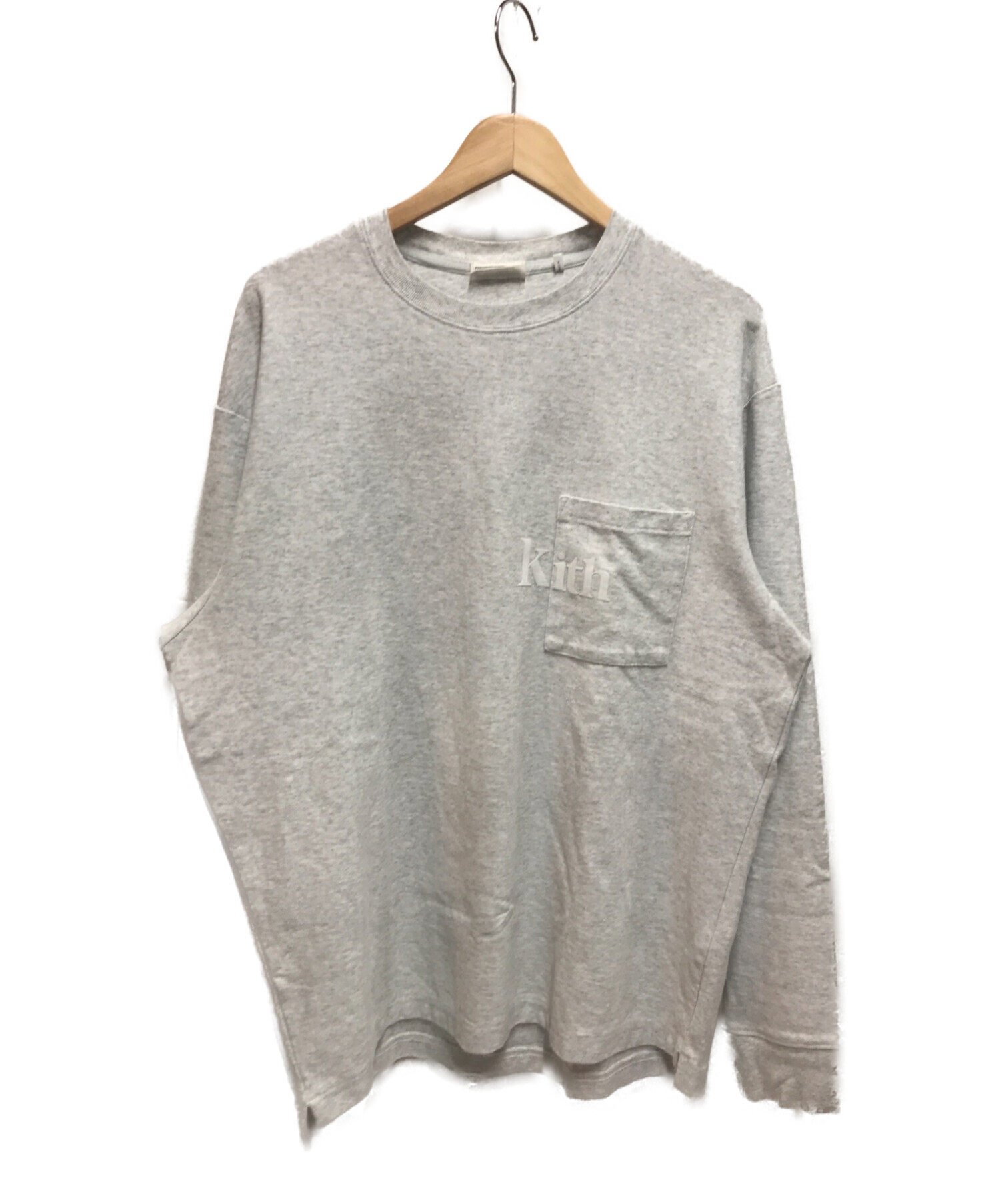 KITH (キス) キスクインポケットロングスリーブTシャツ/Quinn Pocket L/S Tee グレー サイズ:M