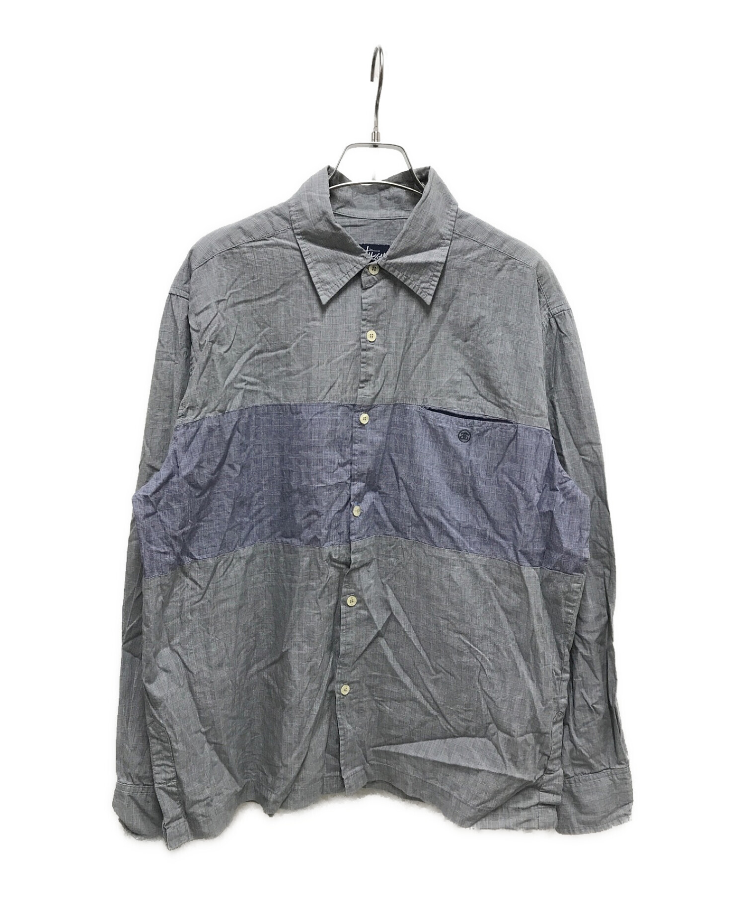 OLD STUSSY (オールドステューシー) 90`sオールド切替チェックシャツ グレー サイズ:Ｓ