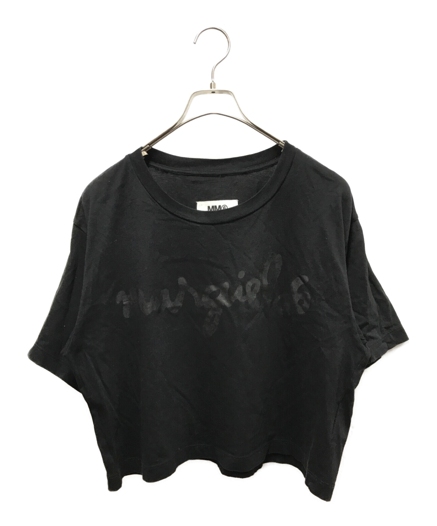 MM6 Maison Margiela (エムエムシックス メゾンマルジェラ) クロップドロゴTシャツ ブラック サイズ:S