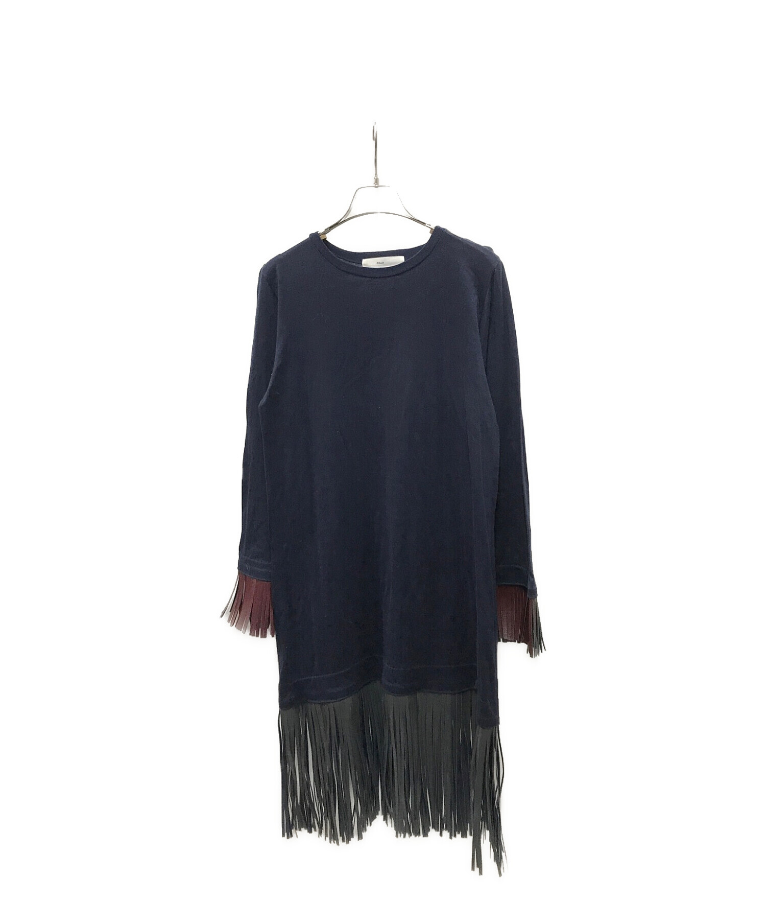 TOGA PULLA (トーガ プルラ) フリンジジャージープルオーバーワンピース / Fringe Jersey Pullover ネイビー  サイズ:38