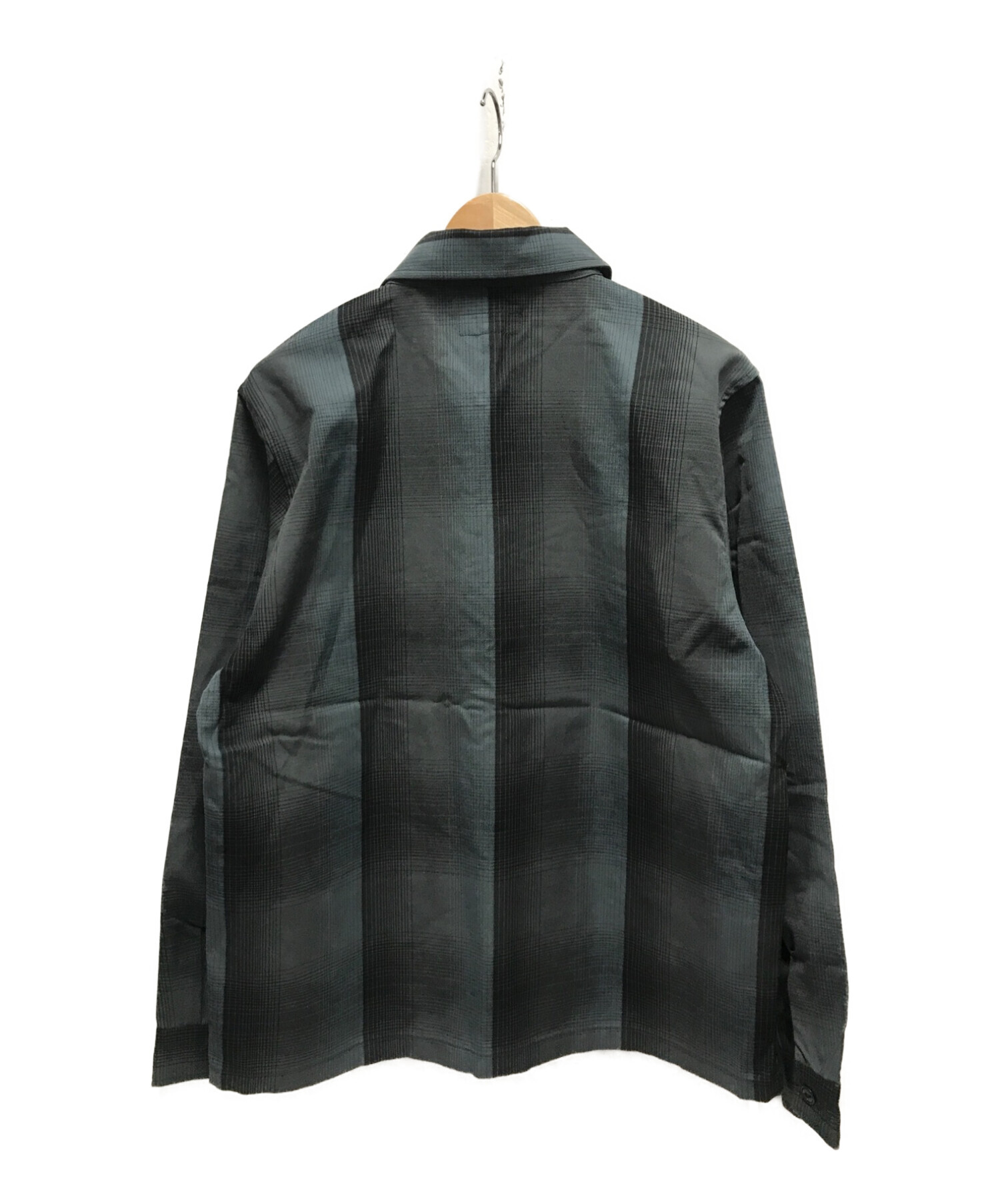 stussy (ステューシー) シャドウプレイドジップシャツ / SHADOW PLAID ZIP SHIRT ブラック×グリーン サイズ:S