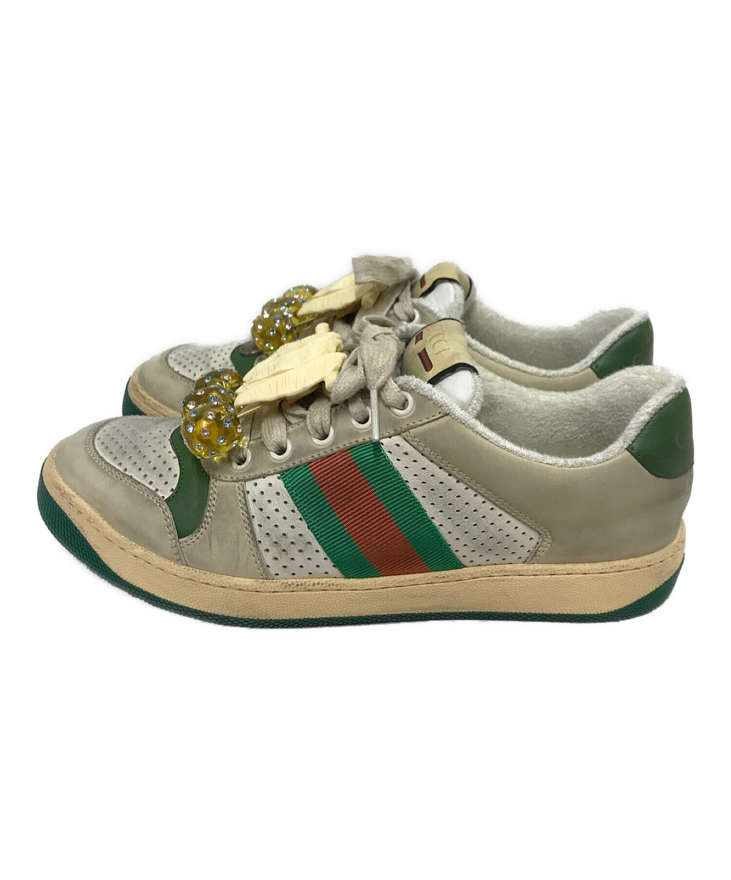 中古・古着通販】GUCCI (グッチ) ヴィンテージ加工スニーカー ホワイト