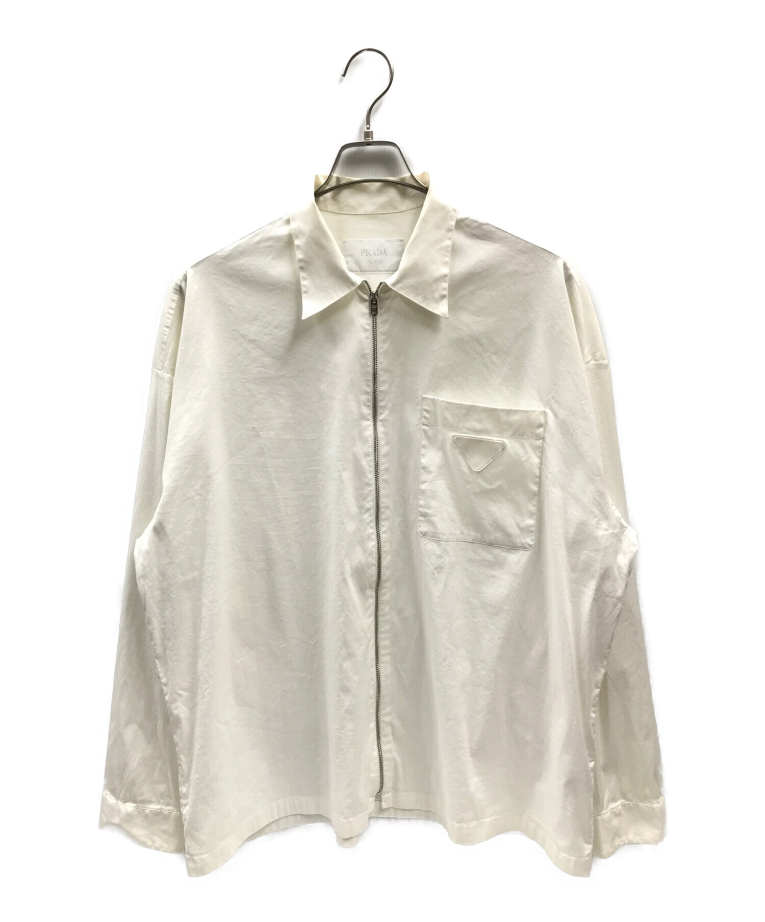 中古・古着通販】PRADA (プラダ) ジップシャツ ホワイト サイズ:XL