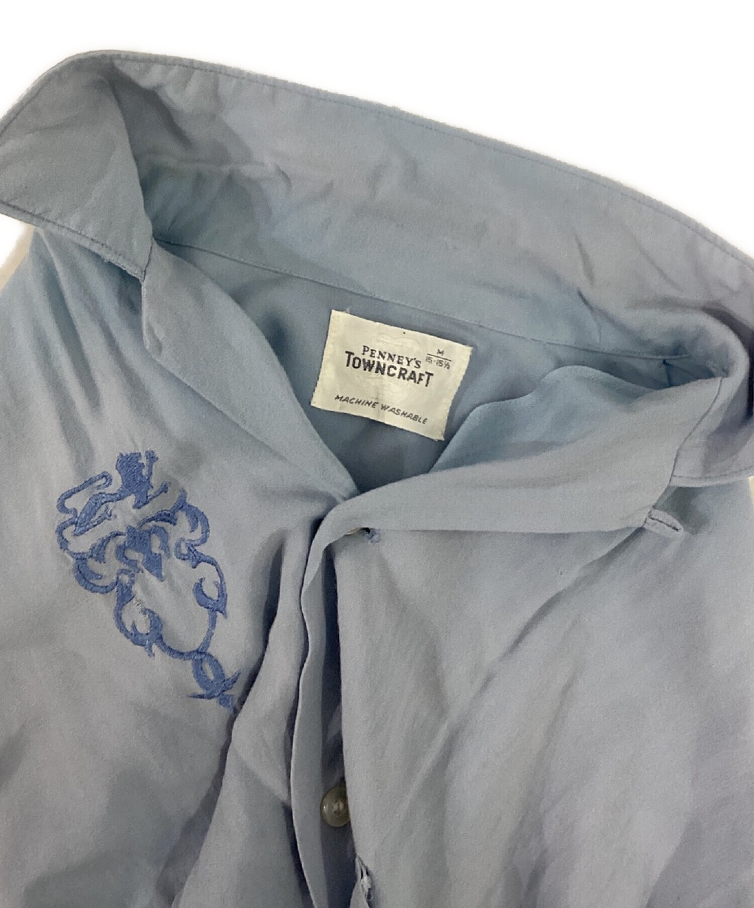 TOWN CRAFT (タウンクラフト) 60`sヴィンテージオープンカラーレーヨンシャツ ブルー サイズ:M