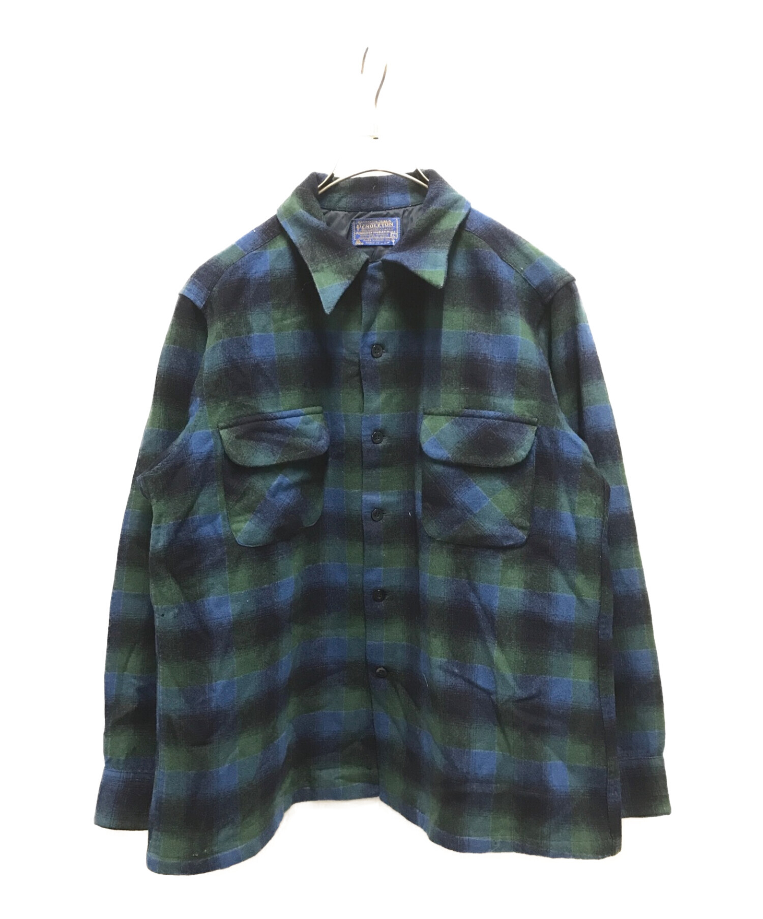 PENDLETON (ペンドルトン) 60`s~70`sヴィンテージオンブレチェックシャツ ブルー×グリーン サイズ:L