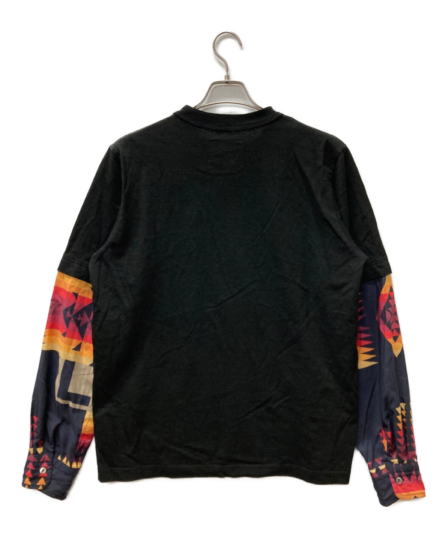 sacai (サカイ) ARCHIVE PRINT MIX LONG SLEEVE T-SHIRT ブラック サイズ:2