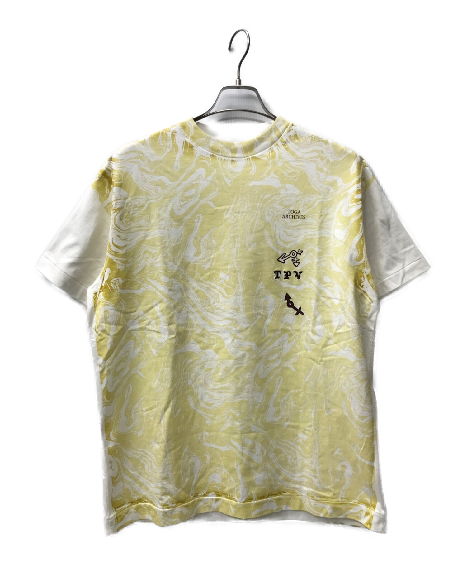 TOGA ARCHIVES (トーガアーカイブス) Marble print T-shirt イエロー サイズ:M