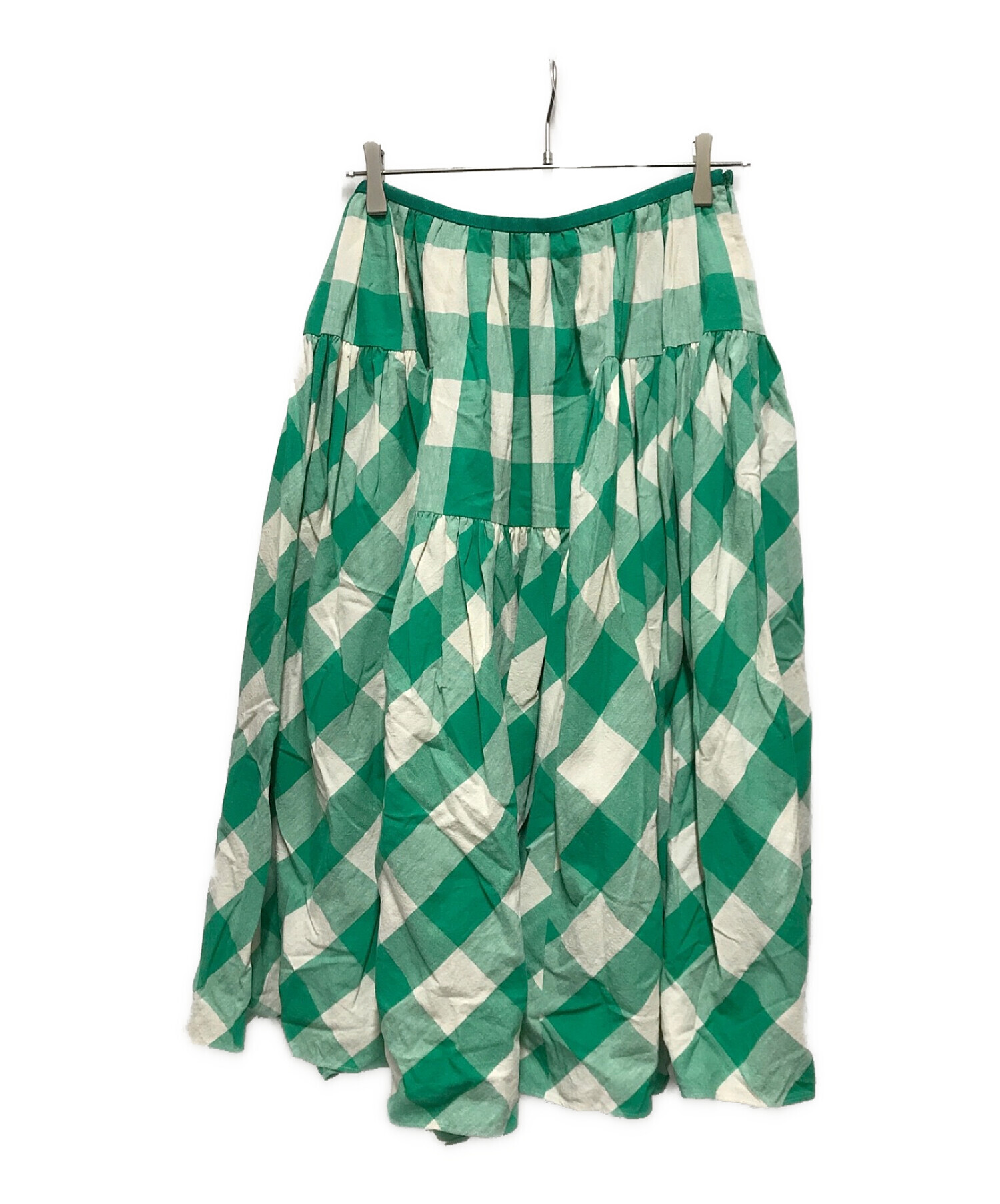 DRAWER (ドゥロワー) グリーンチェックギャザースカート グリーン サイズ:38
