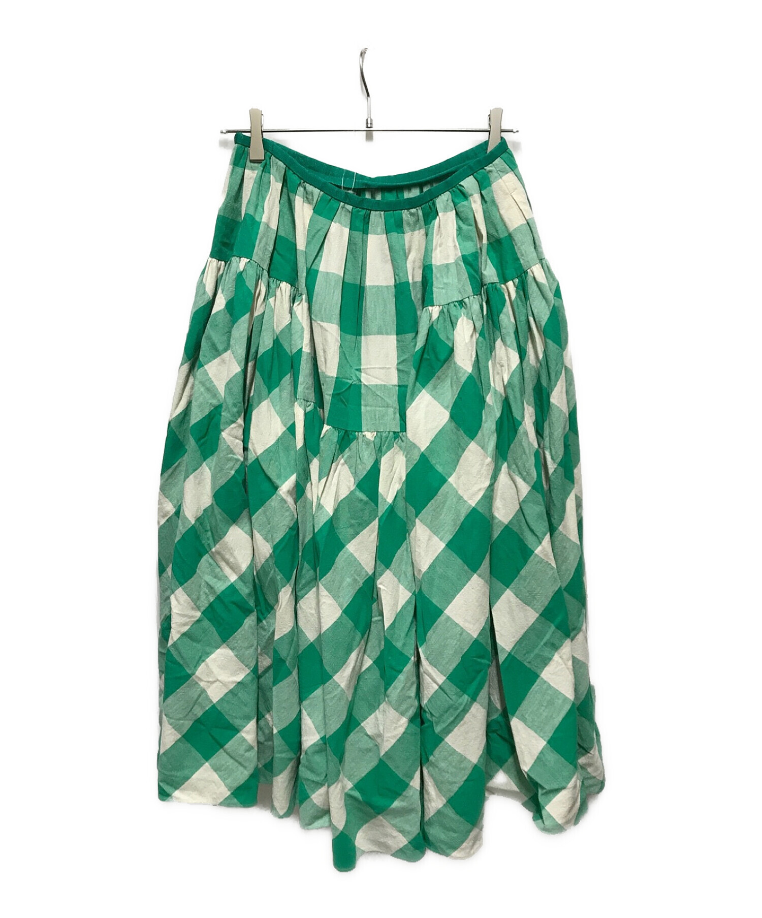 DRAWER (ドゥロワー) グリーンチェックギャザースカート グリーン サイズ:38
