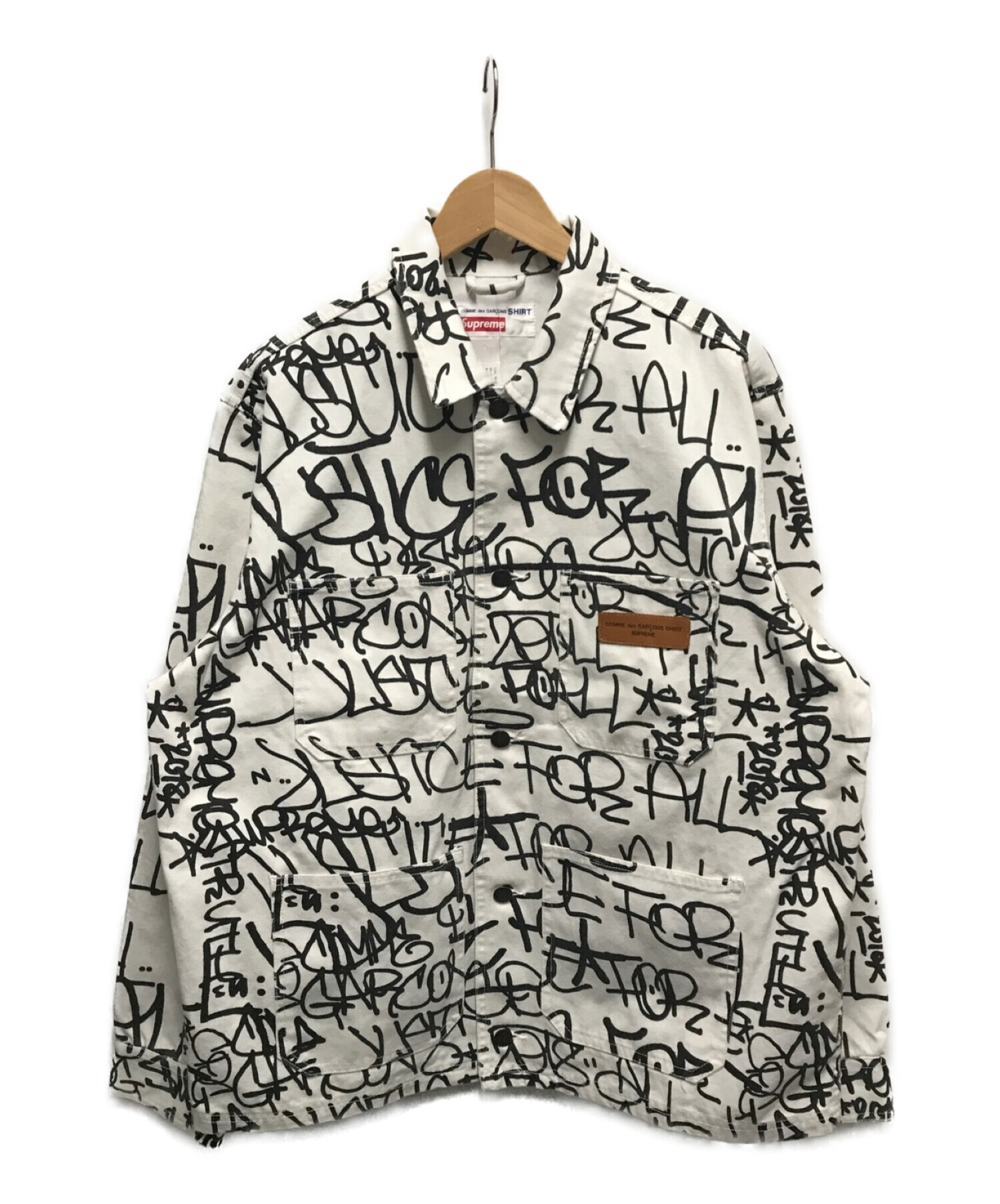 SUPREME (シュプリーム) COMME des GARCONS SHIRT (コムデギャルソンシャツ) プリンテッドキャンバスチョアコート /  Painted Canvas Chore Coat ホワイト サイズ:M