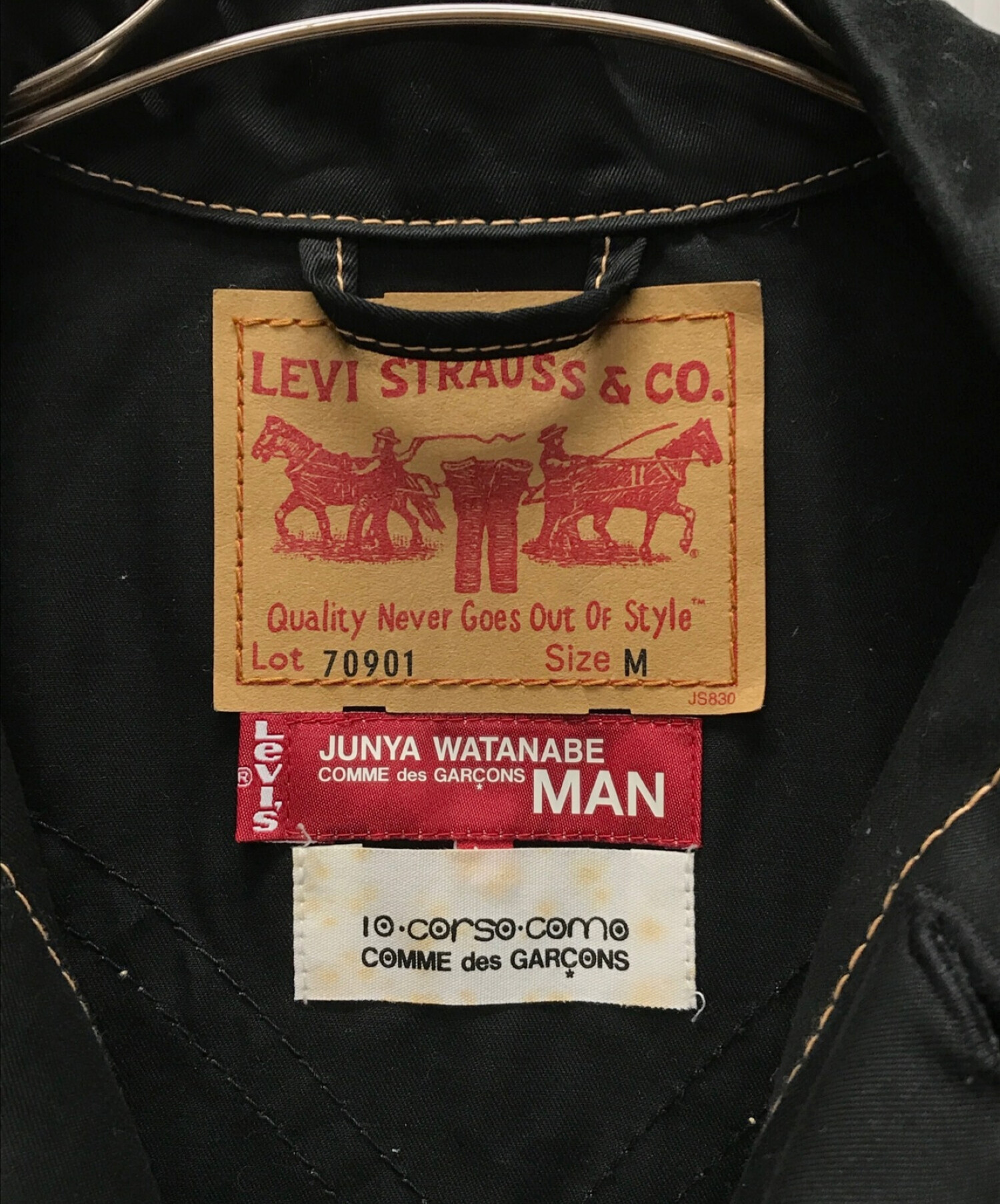 LEVI'S (リーバイス) JUNYA WATANABE MAN (ジュンヤワタナベマン) デザインステッチトラッカージャケット ブラック サイズ:M