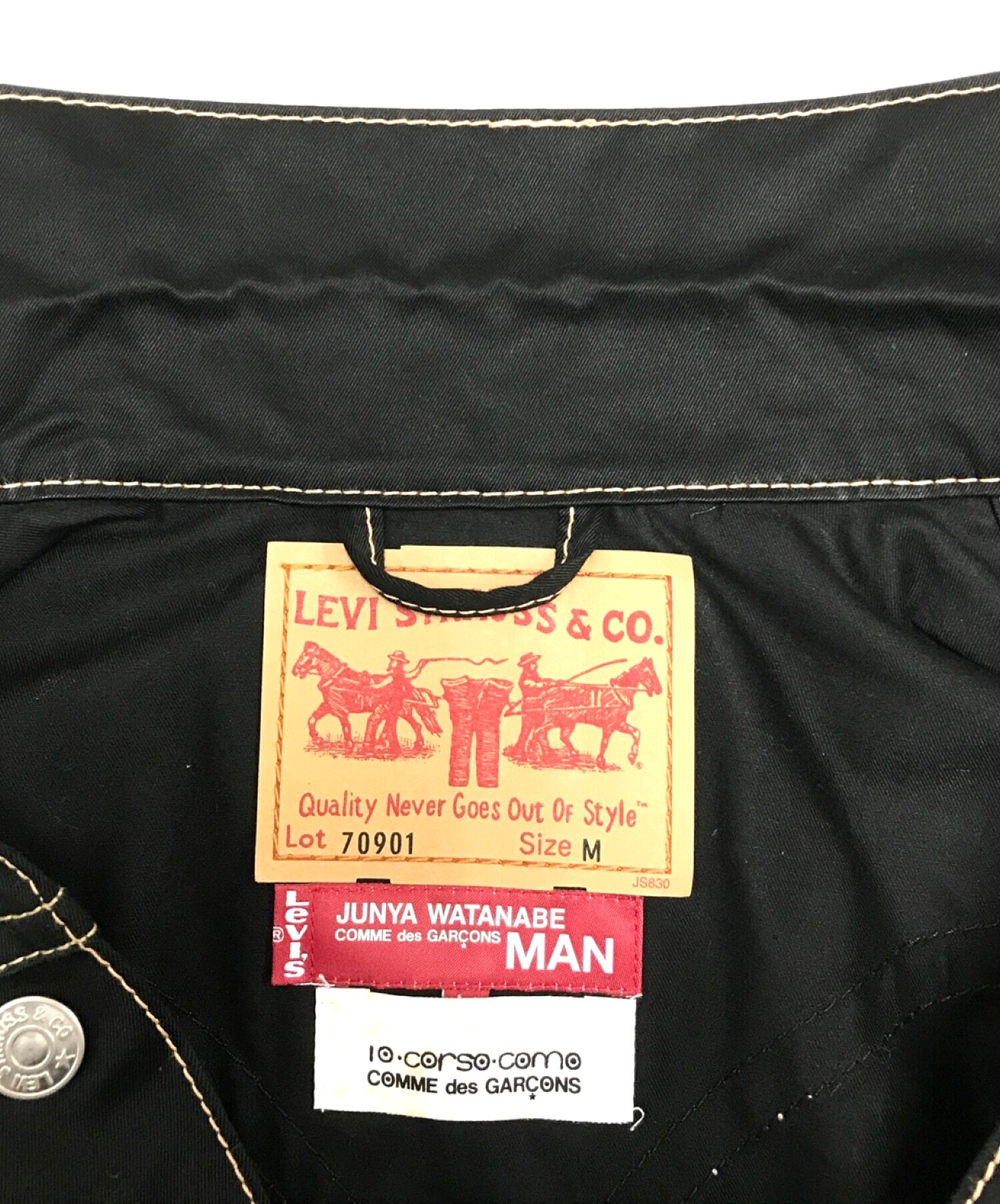 LEVI'S (リーバイス) JUNYA WATANABE MAN (ジュンヤワタナベマン) デザインステッチトラッカージャケット ブラック サイズ:M