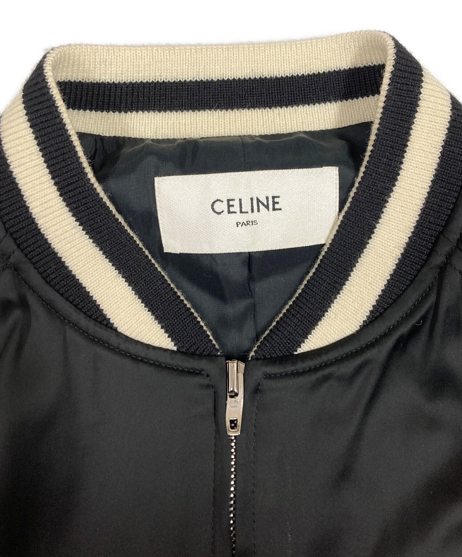 CELINE (セリーヌ) パームツリーエンブロイダリーテディジャケット ブラック サイズ:48