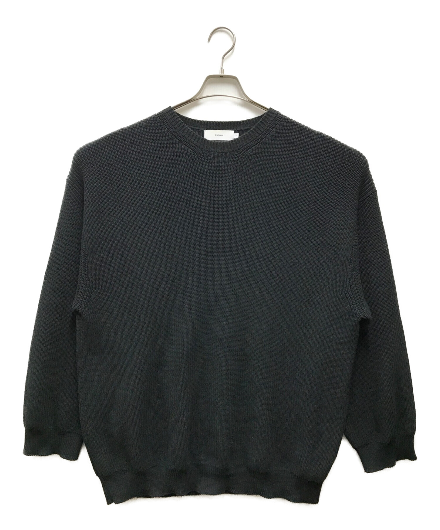 中古・古着通販】Graphpaper (グラフペーパー) Suvin Loose Rib Crew Neck Knit ブラック  サイズ:F｜ブランド・古着通販 トレファク公式【TREFAC FASHION】スマホサイト