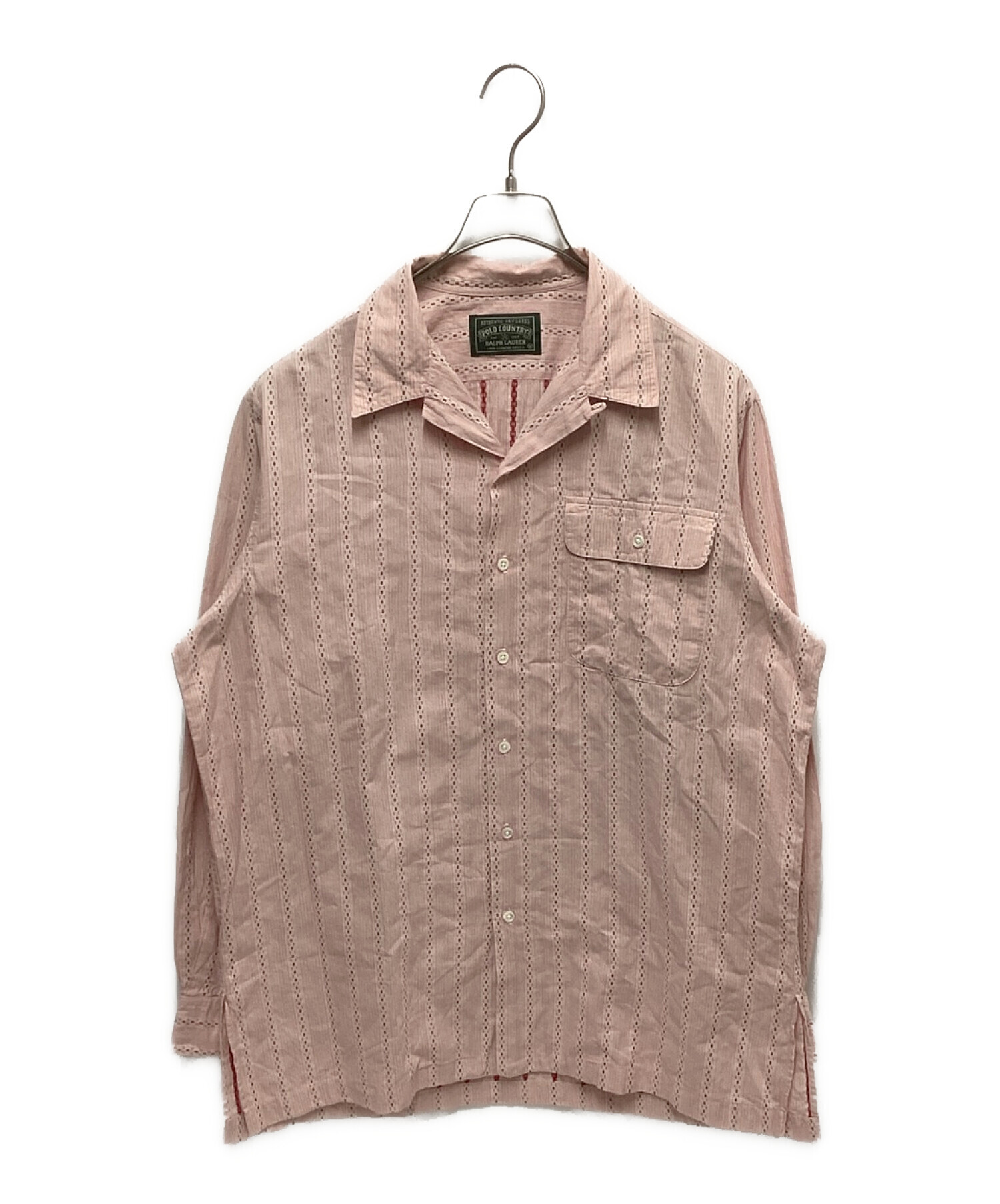POLO COUNTRY (ポロカントリー) 小紋ストライプオープンカラーシャツ ピンク サイズ:M