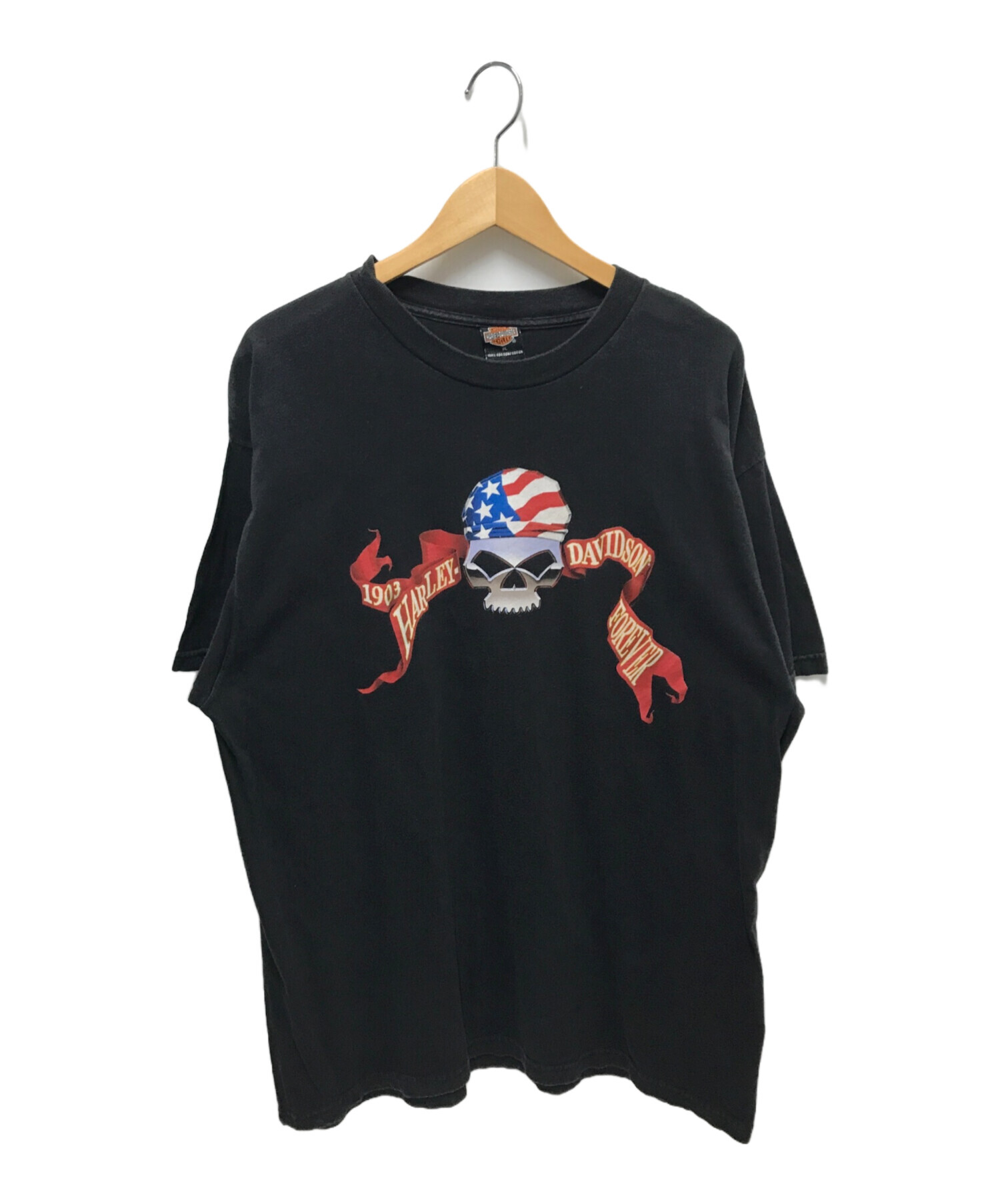 HARLEY-DAVIDSON (ハーレーダビッドソン) 星条旗バンダナスカルTee ブラック サイズ:XL