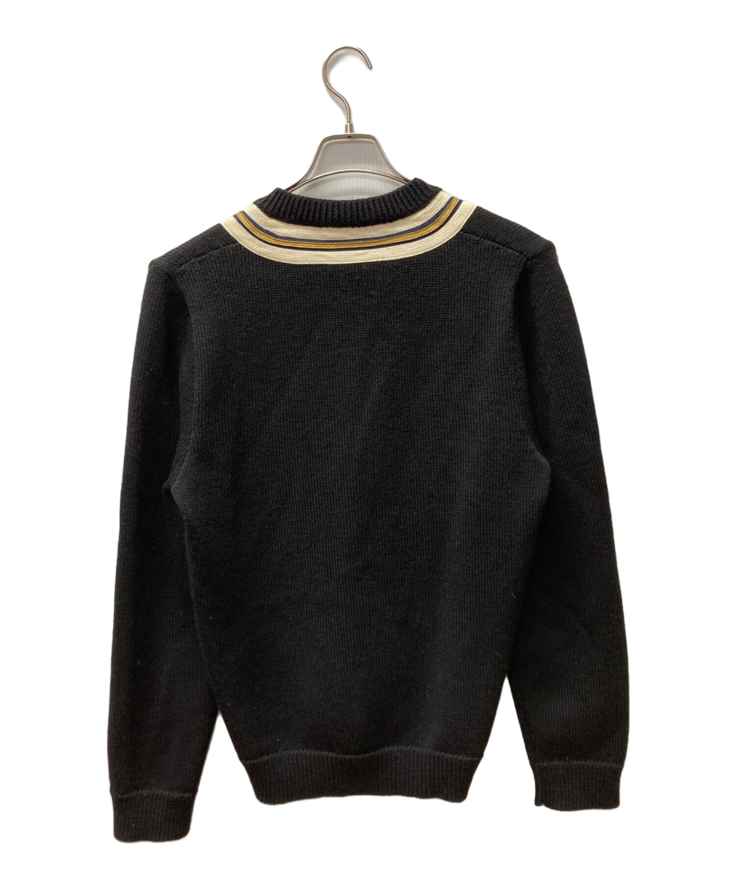 GUCCI (グッチ) Bee Embroidered V neck Knit ビー刺繍Vネックニット ブラック サイズ:M