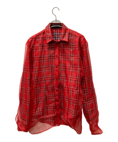 Y/PROJECT (ワイ プロジェクト) チュールレイヤードチェックシャツ レッド サイズ:XS