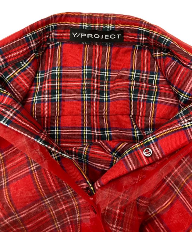Y/PROJECT (ワイ プロジェクト) チュールレイヤードチェックシャツ レッド サイズ:XS