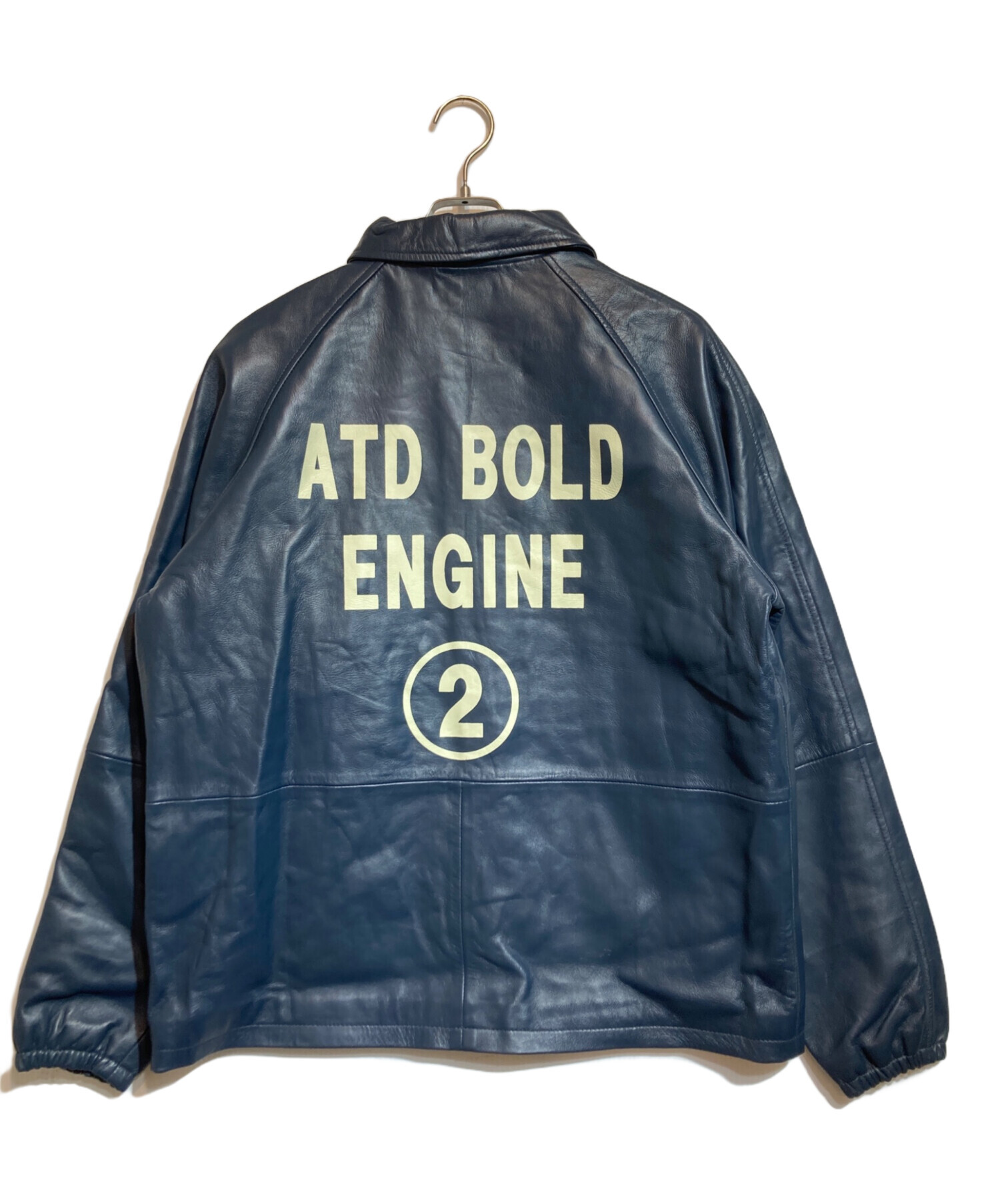 AT-DIRTY (アットダーティ) BOLD LEATHER COACH JACKET ネイビー サイズ:L 未使用品