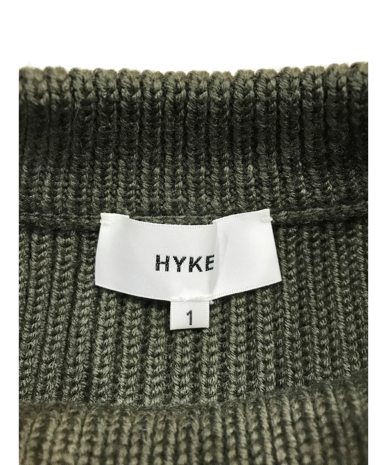 中古・古着通販】HYKE (ハイク) デザインウールニット カーキ サイズ:1