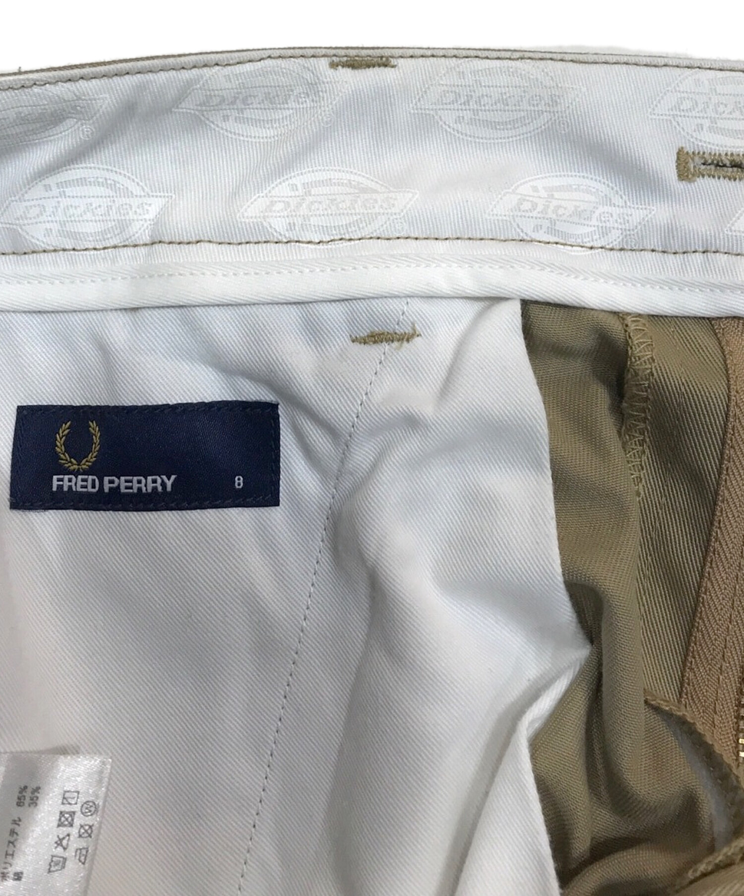 FRED PERRY×Dickies (フレッドペリー×ディッキーズ) タックワイドパンツ ベージュ サイズ:M