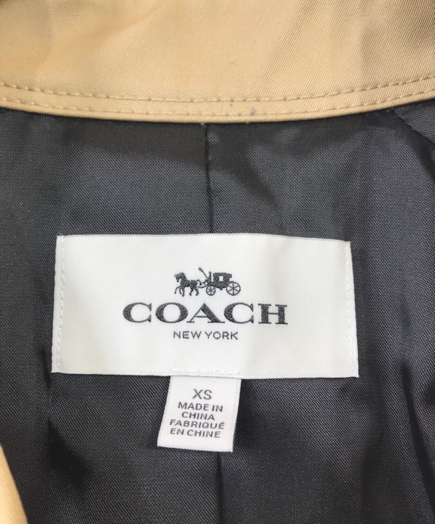 COACH (コーチ) レザーパイピングトレンチコート ベージュ サイズ:XS