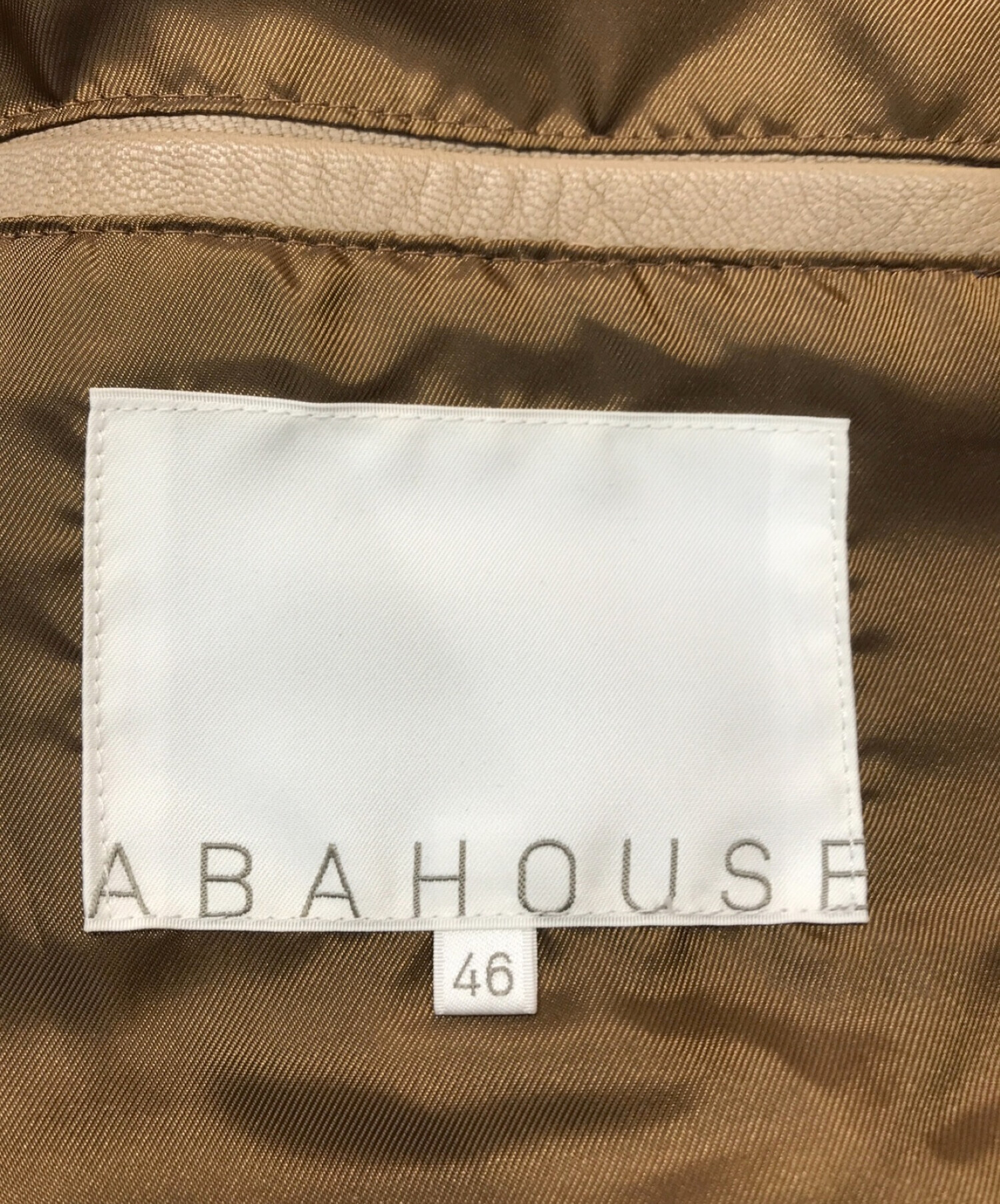 ABAHOUSE (アバハウス) ゴートレザーコーチジャケット ベージュ サイズ:46