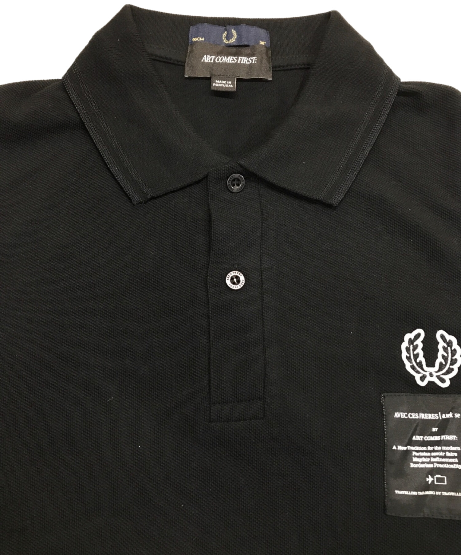 FRED PERRY×ART COMES FIRST (フレッドペリー×アートカムズファースト) ART COMES FIRST TAPED  PIQUE SHIRT ブラック サイズ:38