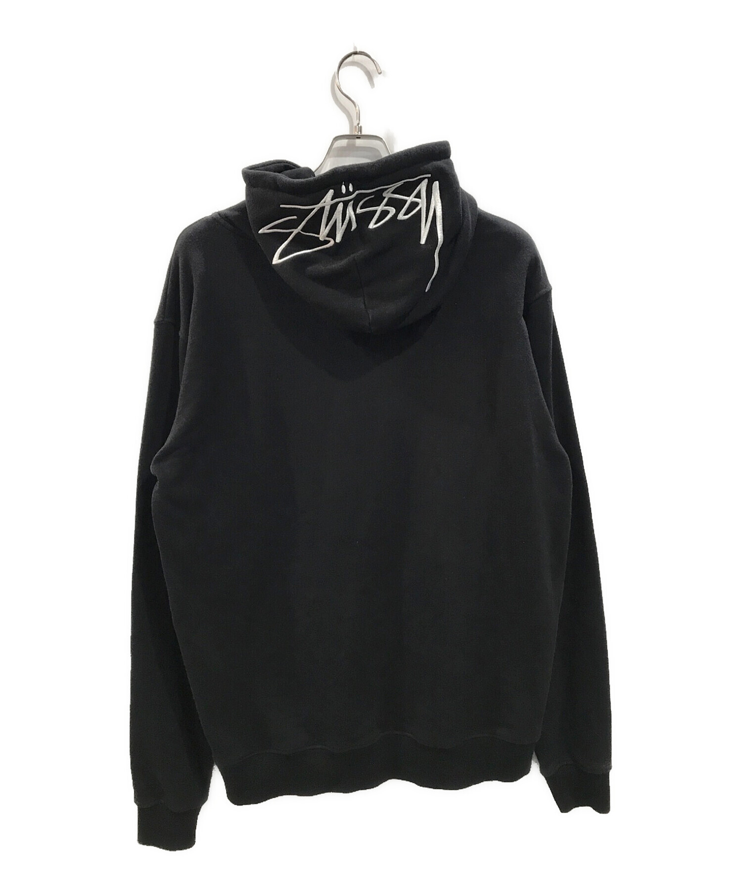 stussy (ステューシー) フードロゴプルオーバーパーカー ブラック サイズ:XL