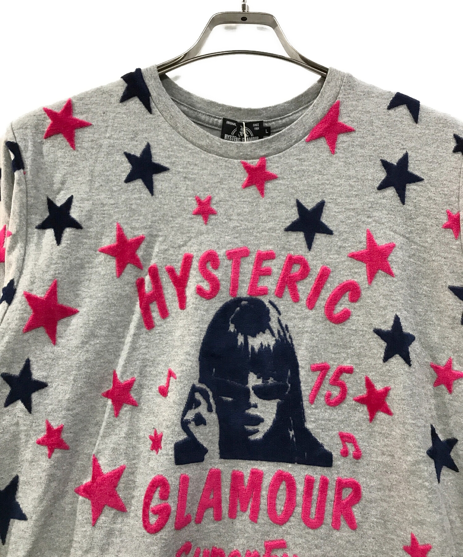 Hysteric Glamour (ヒステリックグラマー) STAR WOMANジャカード総柄 Tシャツ グレー サイズ:L