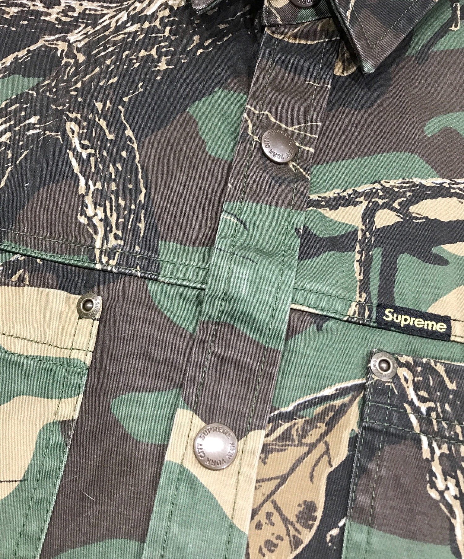 Supreme (シュプリーム) 22AW Snap Work Shirt Branch Woodland Camo オリーブ サイズ:XL