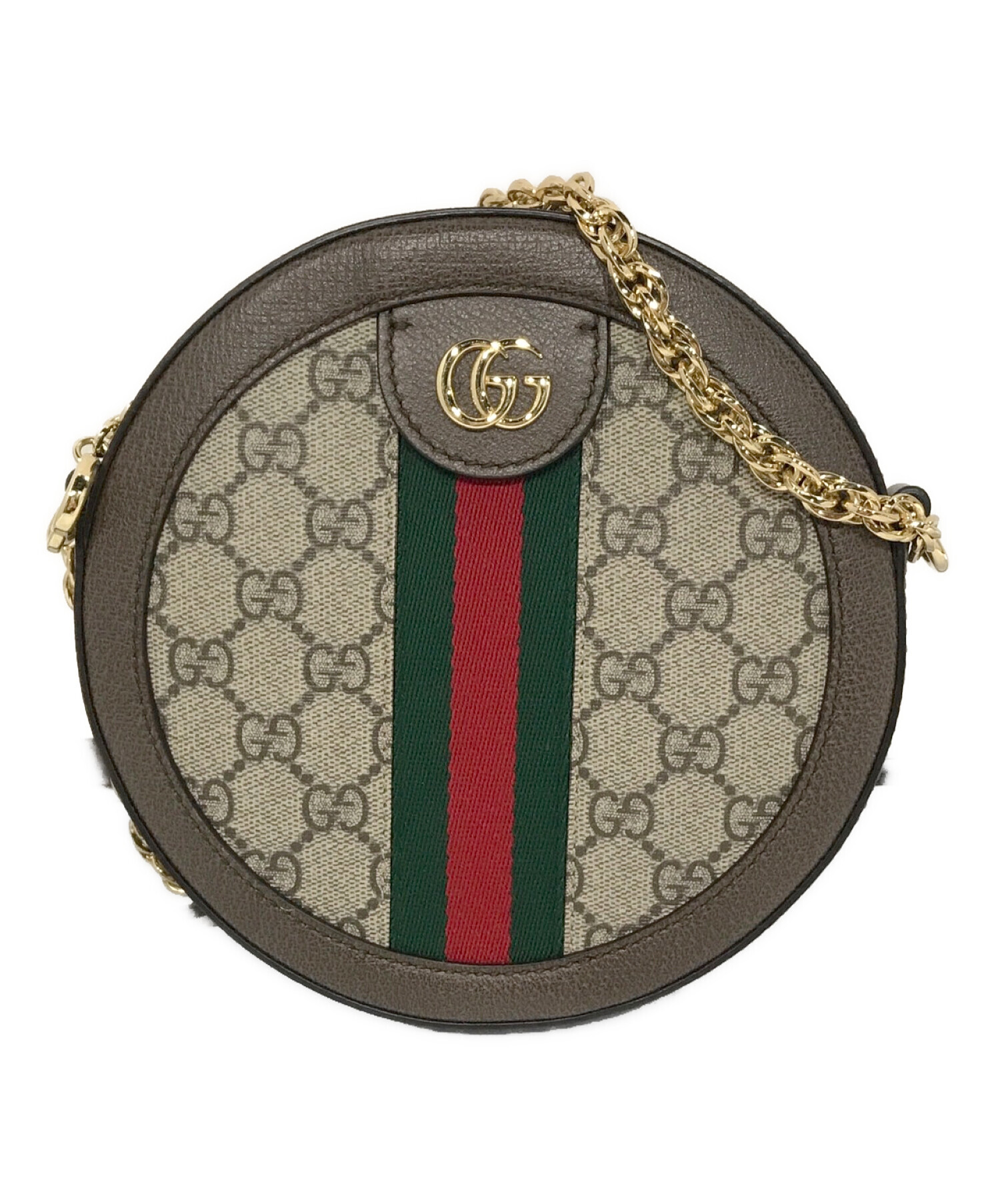 GUCCI (グッチ) GGミニラウンドショルダーバッグ ブラウン×ベージュ