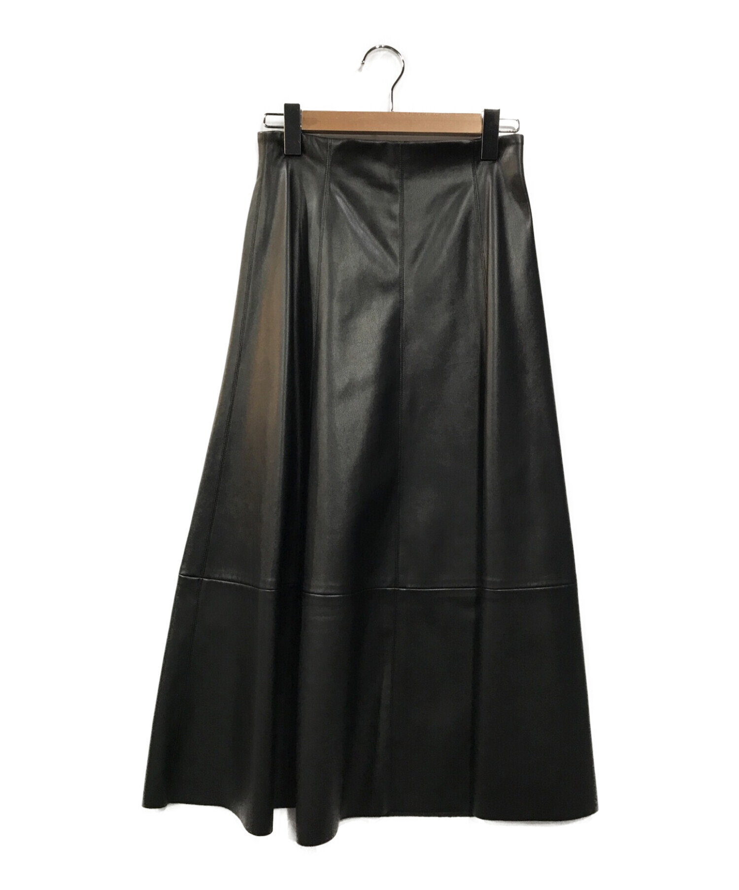 BLENHEIM (ブレンヘイム) フェイクレザーフレアロングスカート ブラック サイズ:M
