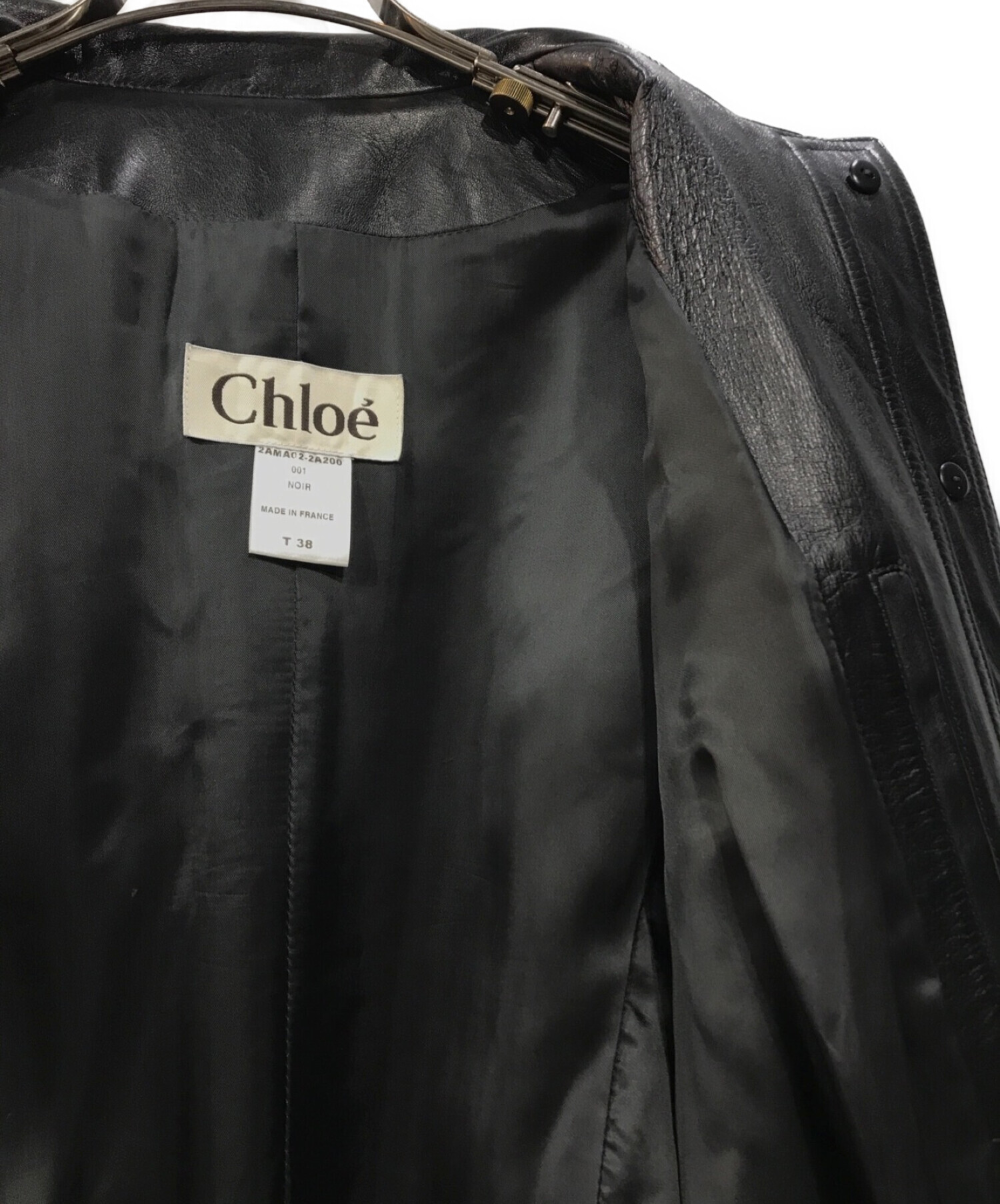 Chloe (クロエ) レザートレンチコート ブラック サイズ:38