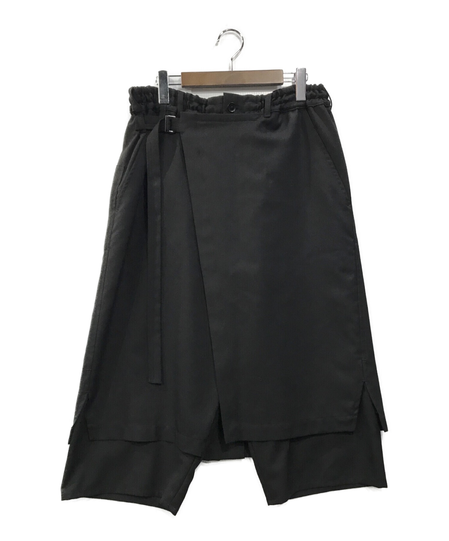 GROUND Y (グラウンドワイ) T/W Gabardine Wrap Pants type1 ラップスカートパンツ ブラック サイズ:3