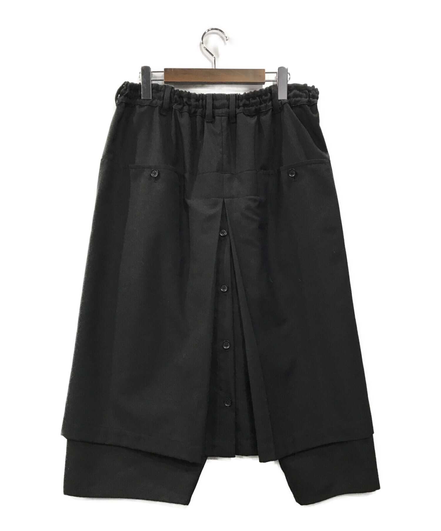GROUND Y (グラウンドワイ) T/W Gabardine Wrap Pants type1 ラップスカートパンツ ブラック サイズ:3