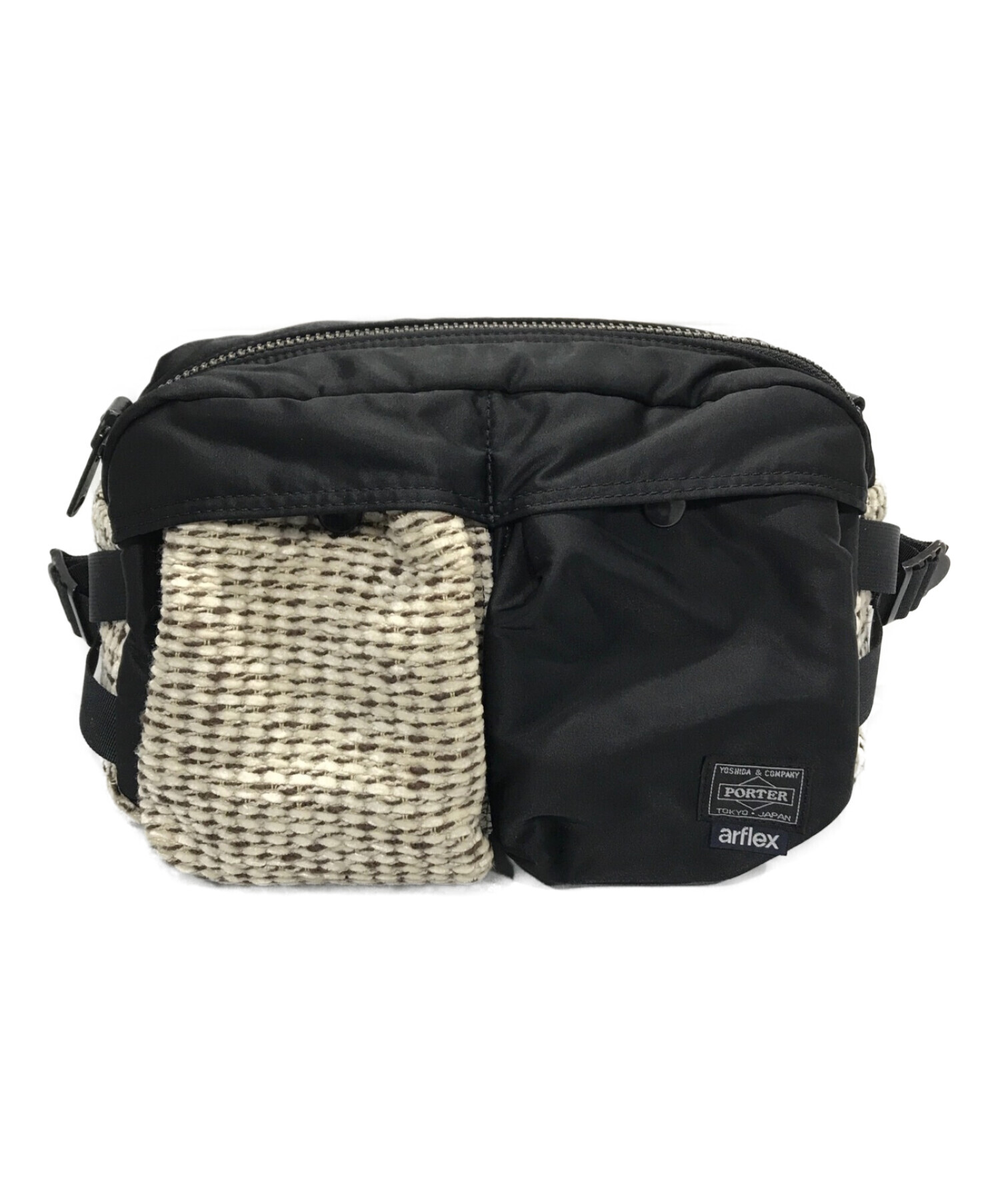 PORTER×arflex (ポーター×アルフレックス) コラボWAIST BAG ブラック×ベージュ