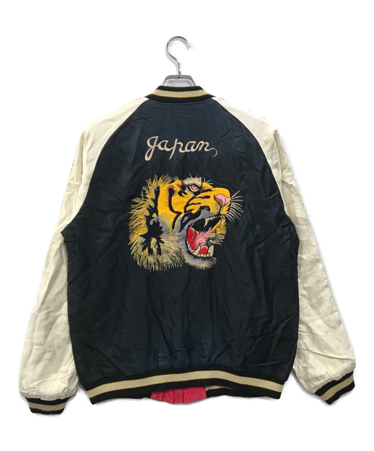 TAILOR 東洋 (テーラー東洋) SOUVENIR JACKET AGING MODEL 「TIGER HEAD×DRAGON」  リバーシブルアセテートサテンスカ ブラック×レッド サイズ:L