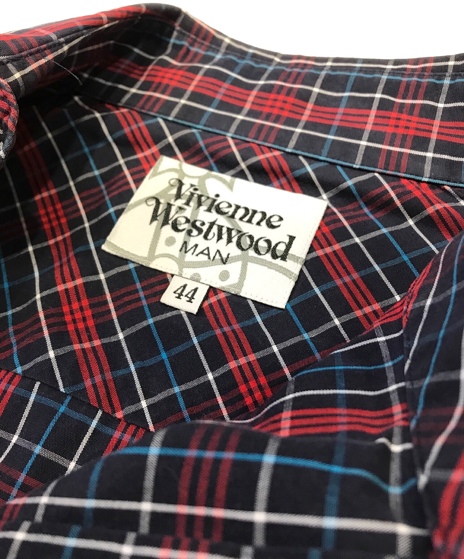 Vivienne Westwood man (ヴィヴィアン ウェストウッド マン) アシメチェックシャツ レッド×ネイビー サイズ:44