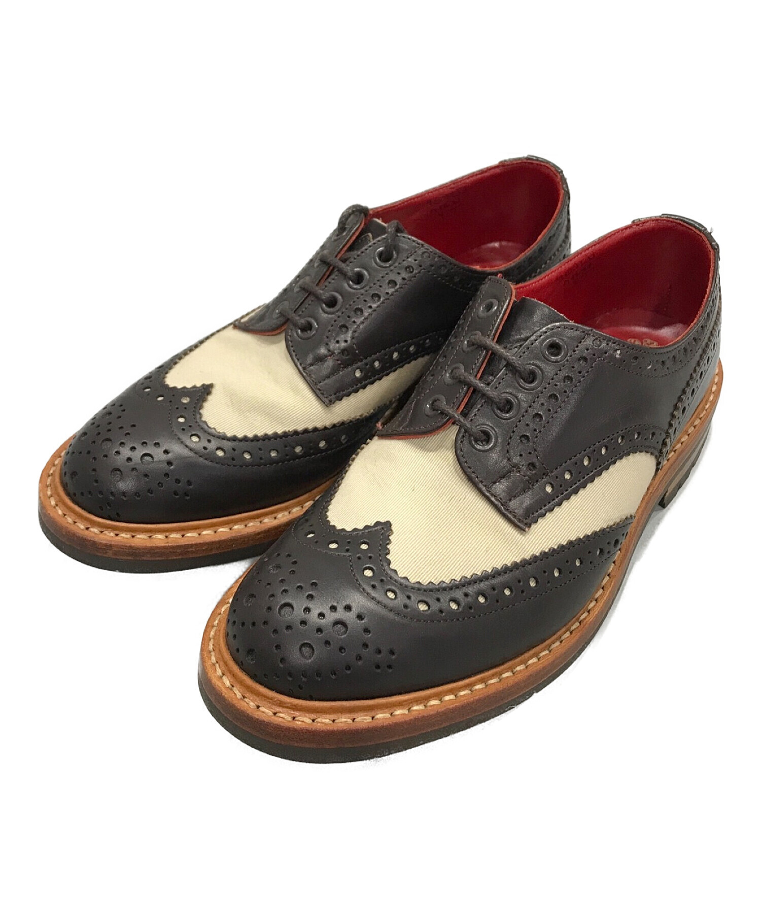 Tricker's (トリッカーズ) JUNYA WATANABE MAN (ジュンヤ ワタナベ メン)  BOURTONキャンパスコンビウィングチップシューズ ブラウン サイズ:8T