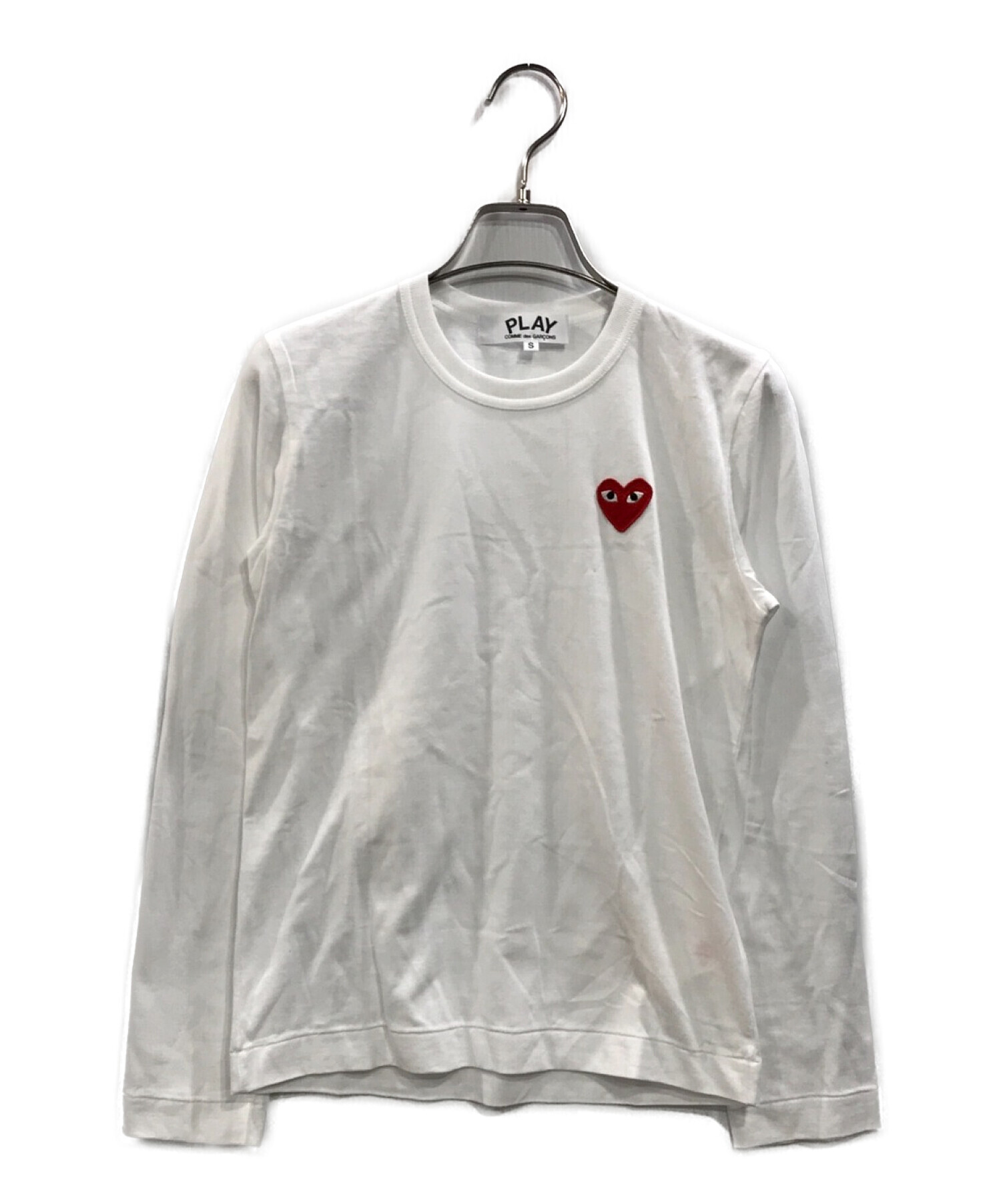 PLAY COMME des GARCONS (プレイ コムデギャルソン) ワンポイント・レッド・ハート ロングTシャツ ホワイト サイズ:S