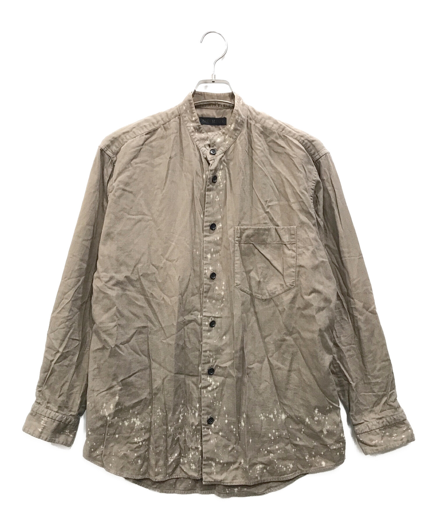 ISSEY MIYAKE (イッセイミヤケ) ブリーチデザインスタンドカラーシャツ ブラウン サイズ:1