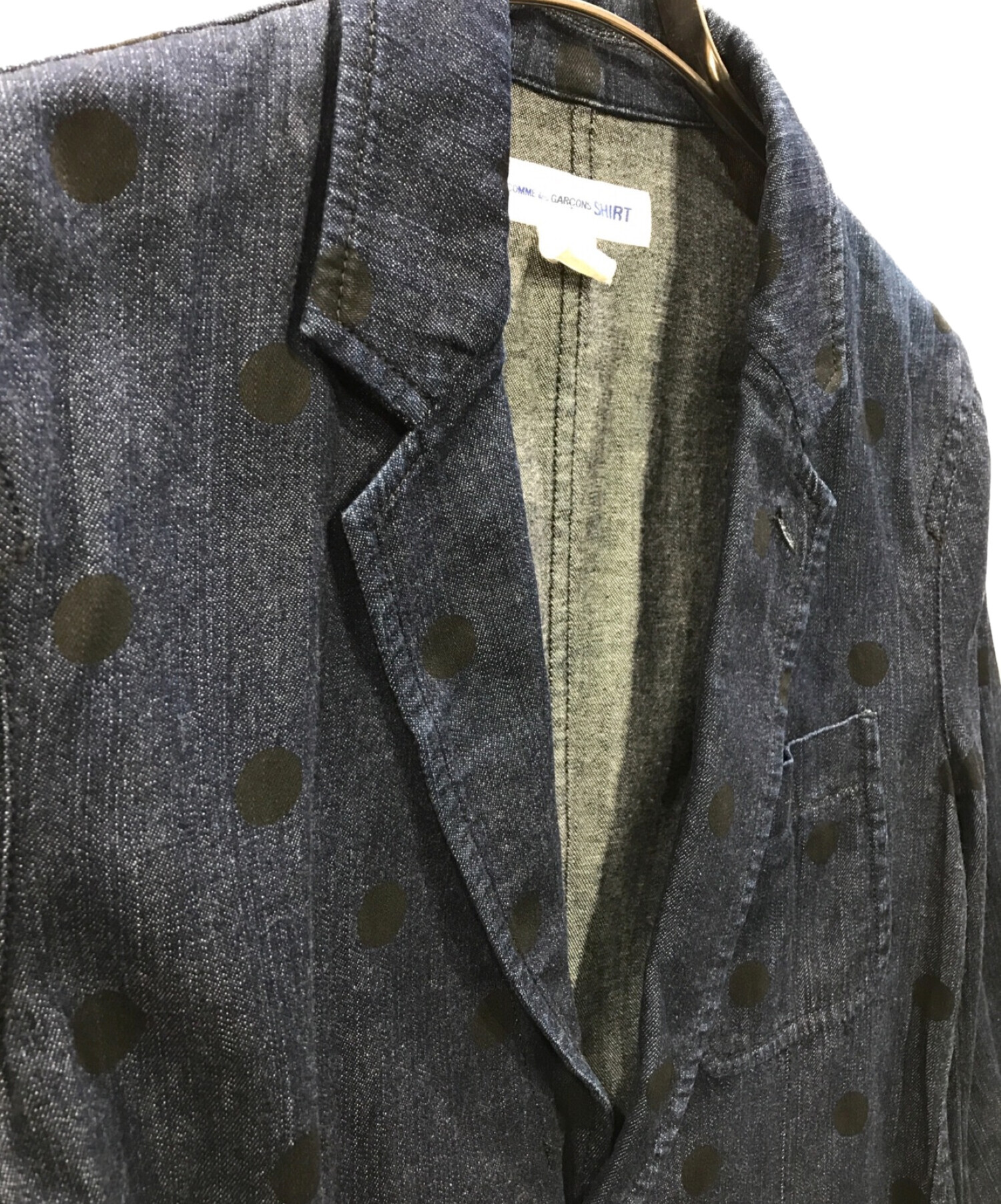 COMME des GARCONS SHIRT (コムデギャルソンシャツ) 製品洗い加工ドットデニムテーラードジャケット ネイビー サイズ:S