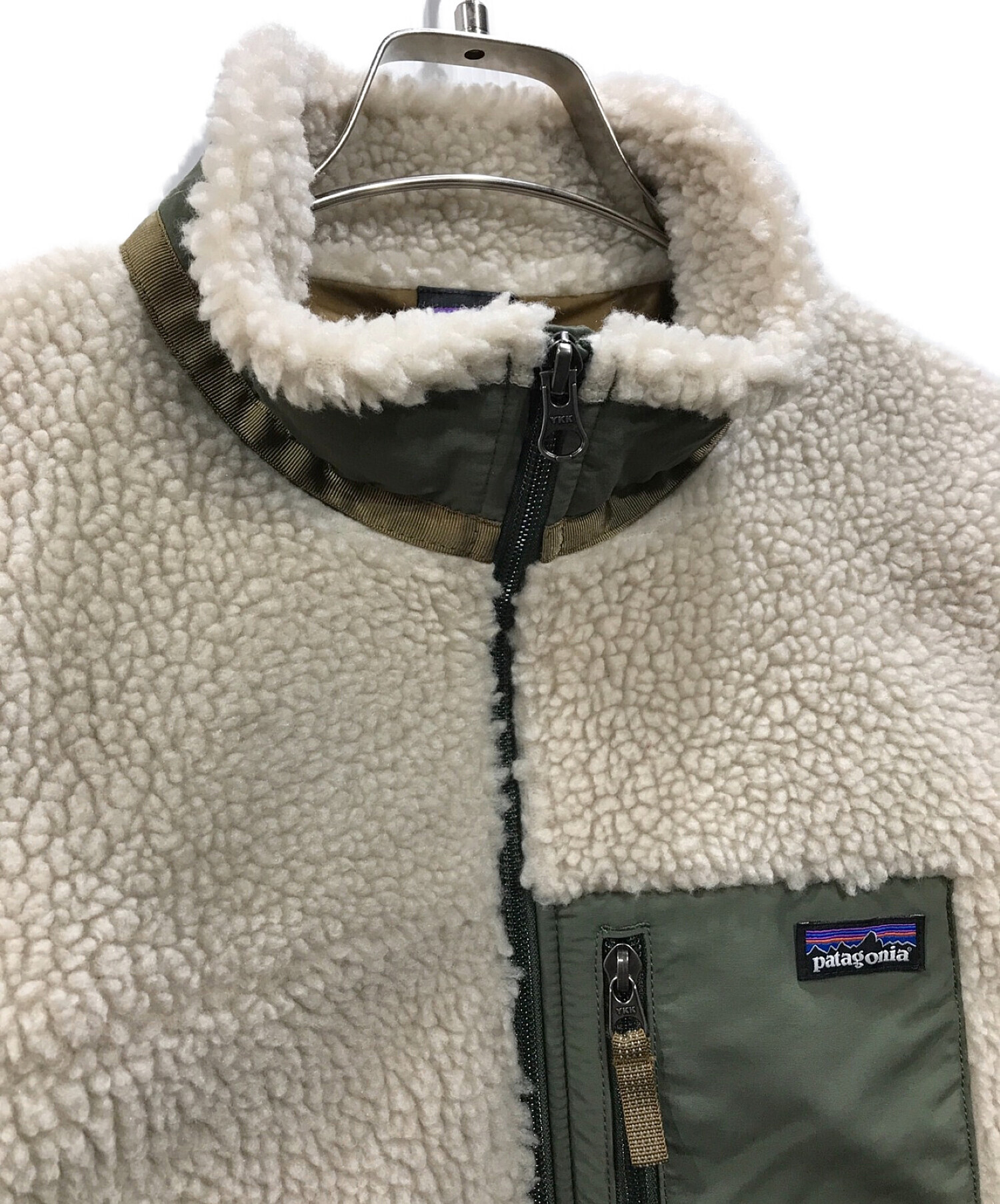 Patagonia (パタゴニア) Kids Retro X Jacket フリースジャケット ベージュ×グリーン サイズ:XL