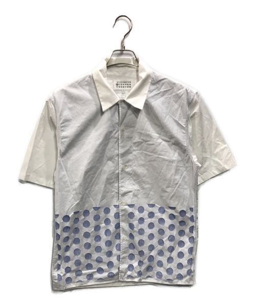 【中古・古着通販】Maison Margiela (メゾンマルジェラ) POLKA DOT DETAIL SHORT SLEEVE SHIRT( ポルカドットショートスリーブシャツ) ホワイト×ブルー サイズ:38｜ブランド・古着通販 トレファク公式【TREFAC FASHION】スマホサイト