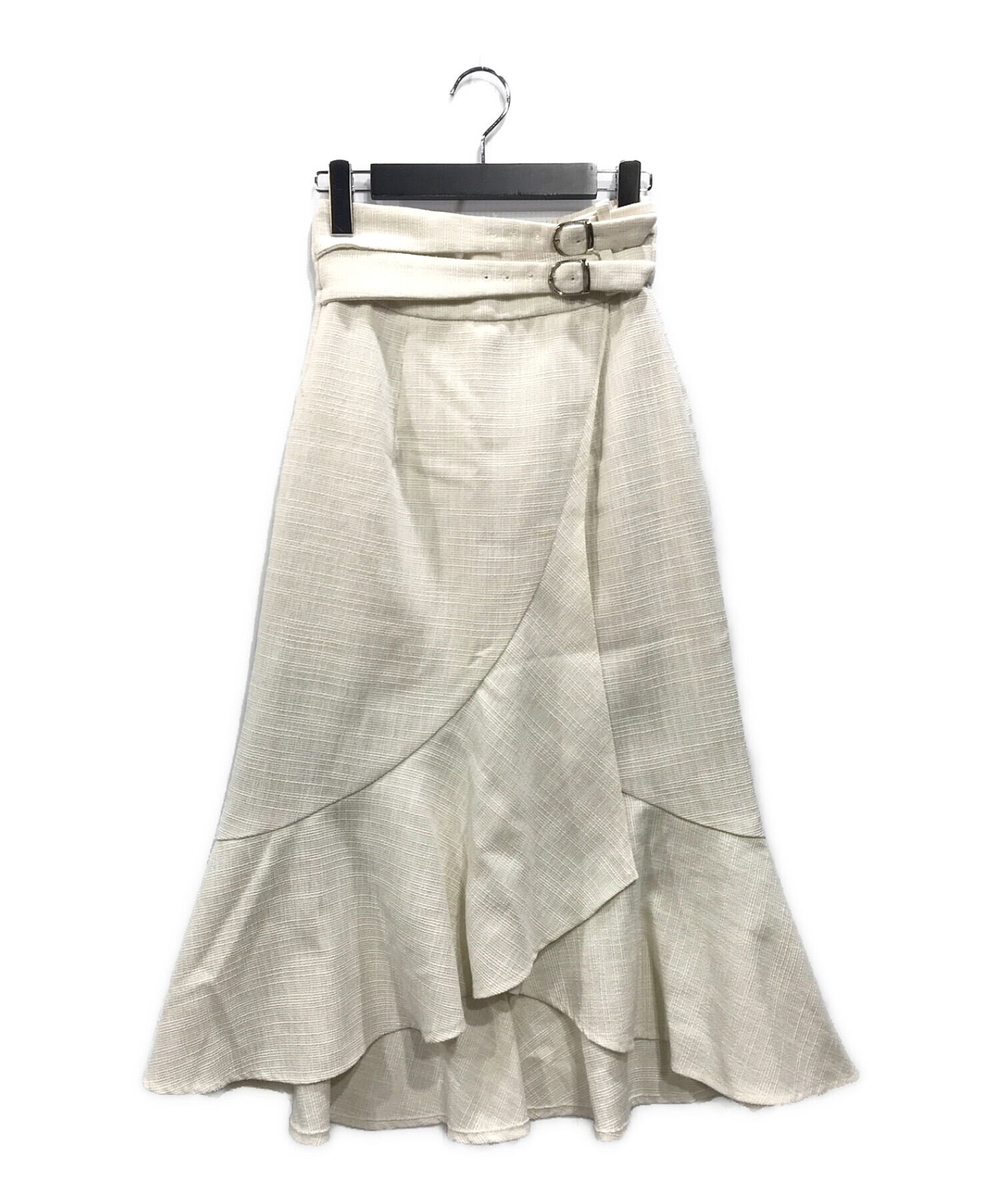 104♡素材表地【新品未使用】Double Belted Tweed Wrap Skirt