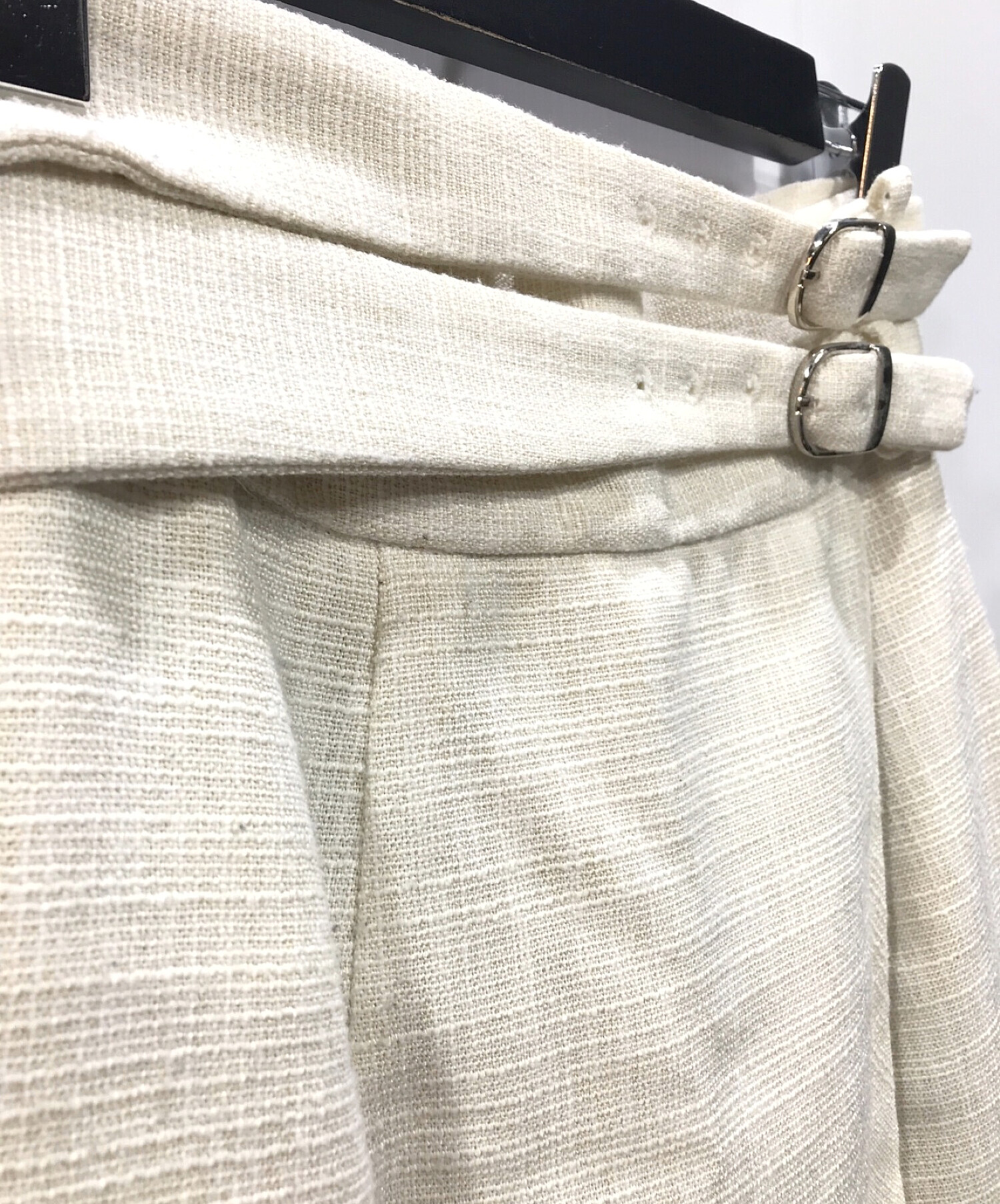 herlipto Double Belted Tweed Wrap Skirt-