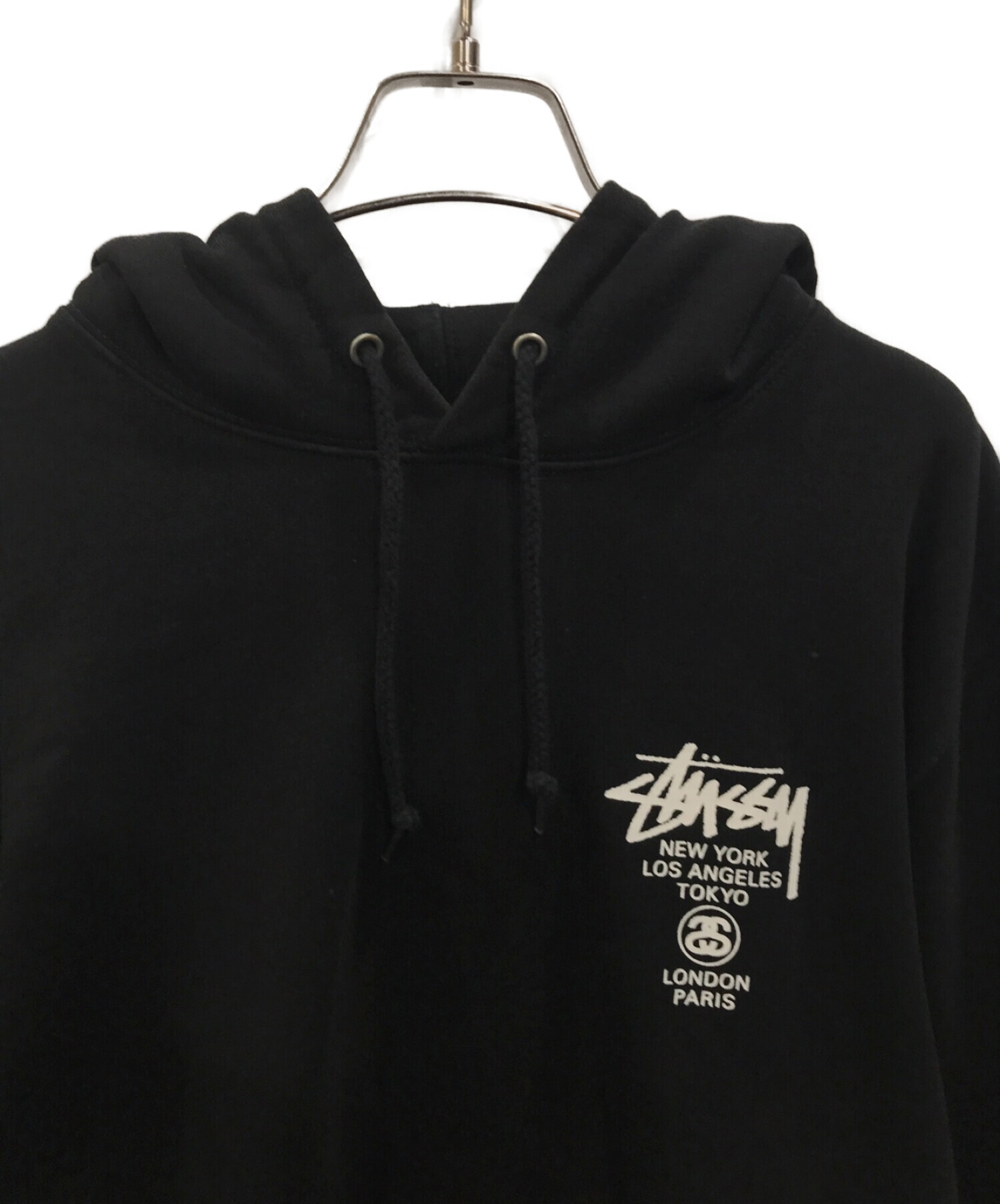 stussy (ステューシー) ロゴプルオーバーパーカー ブラック サイズ:XL